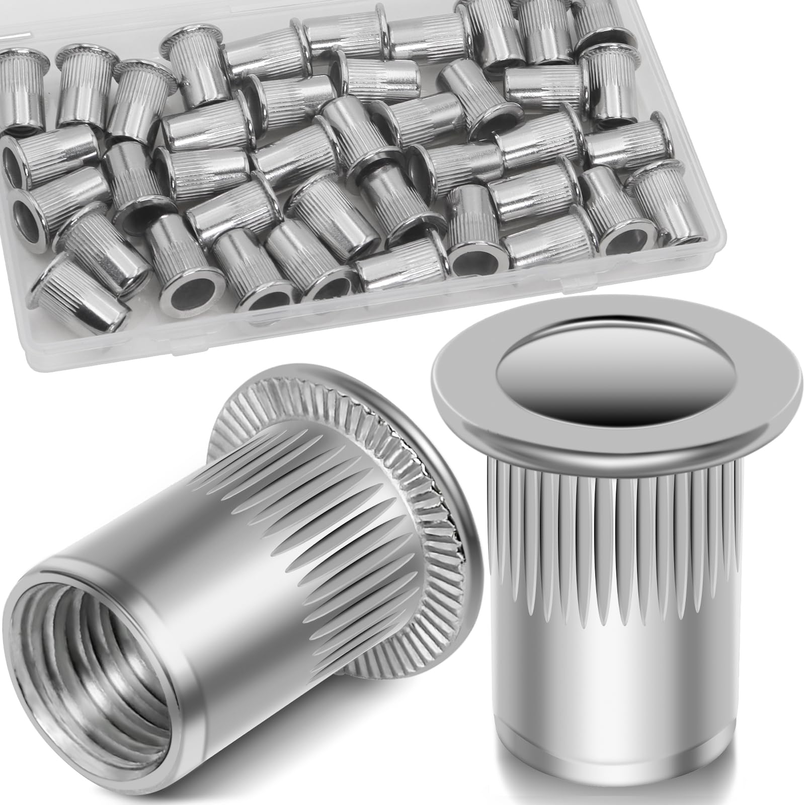 Vifmy 40Pcs M8 Rivet Nut, 304 Stainless Steel Threaded Rivet Nuts Insert