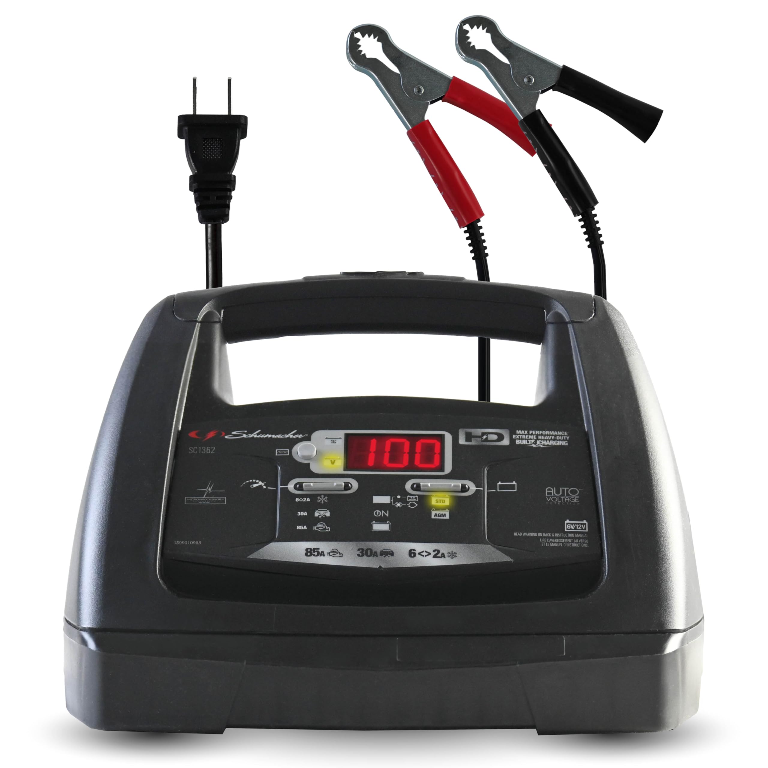 Schumacher Electric 6A Car Battery Charger and 85A Engine Starter, 6-in-1 Solution, Maintainer, 30A Boost, for 6V/12V Power Sport, Automotive, and Marine Batteries, SC1362
