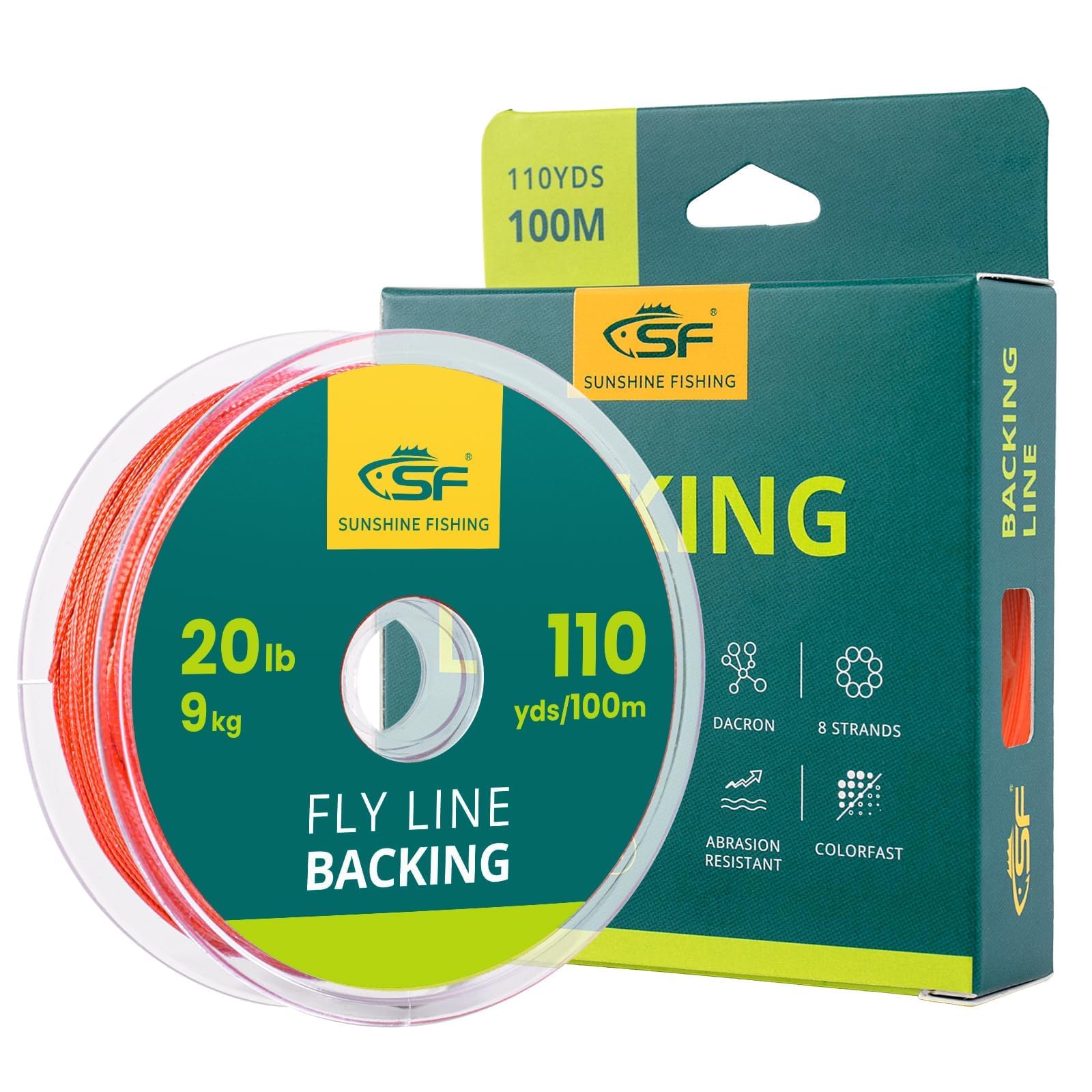 SF Braided Fly Fishing Trout Line Backing Line 20LB 100m/108yds Orange