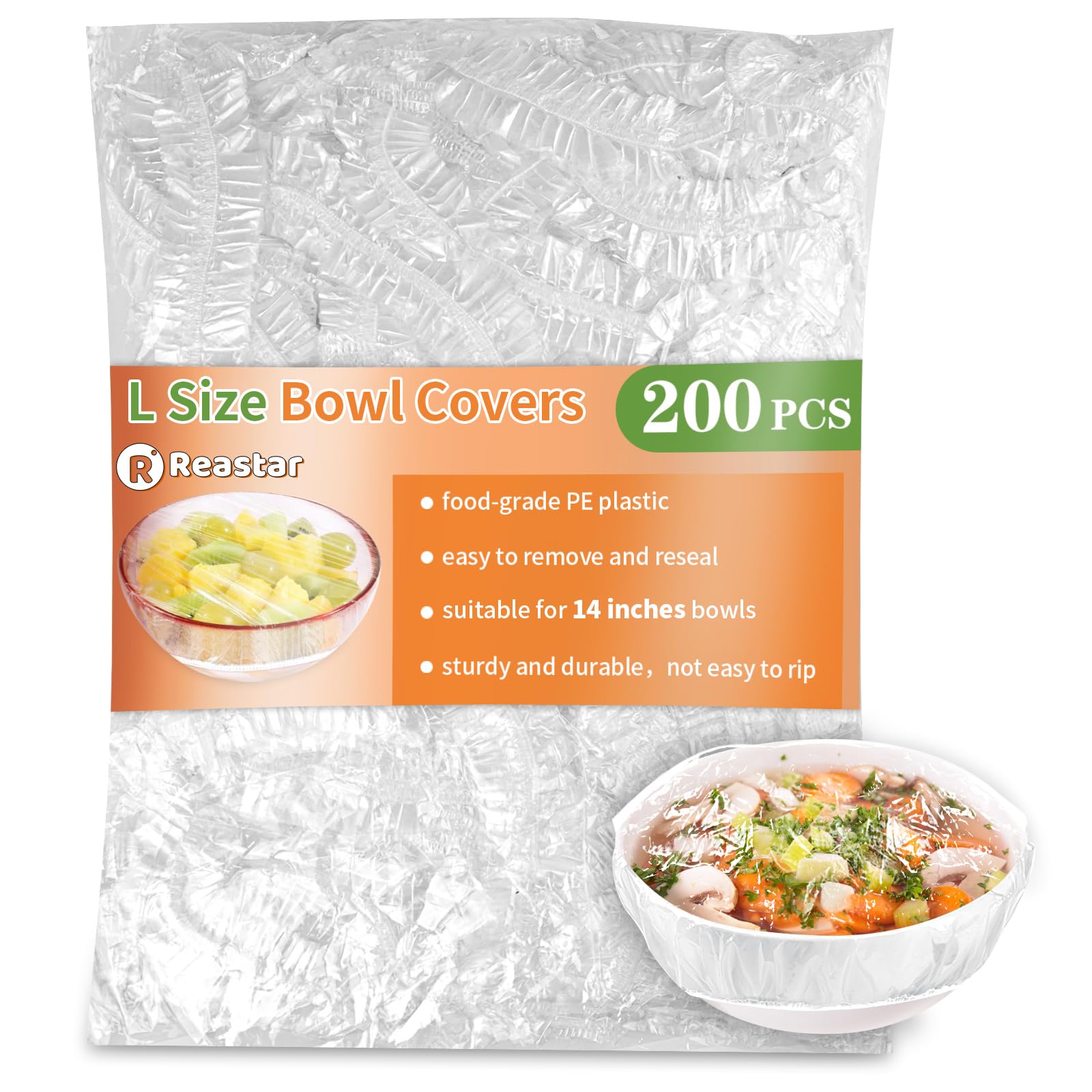 200 Pcs Bowl Covers for Bread Proofing, Plastic Shower Caps for Sourdough Bread, Food Covers Stretch Reusable Elastic, Keep Food Fresh and Dust Away