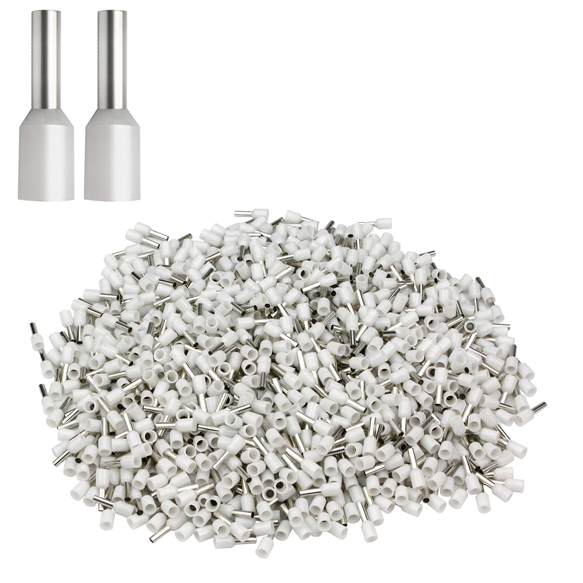 XHF 1000 PCS AWG 22/0.5mm² Wire Ferrules Insulated Copper Crimp Connectors, Crimp Pin Cord End Terminals White