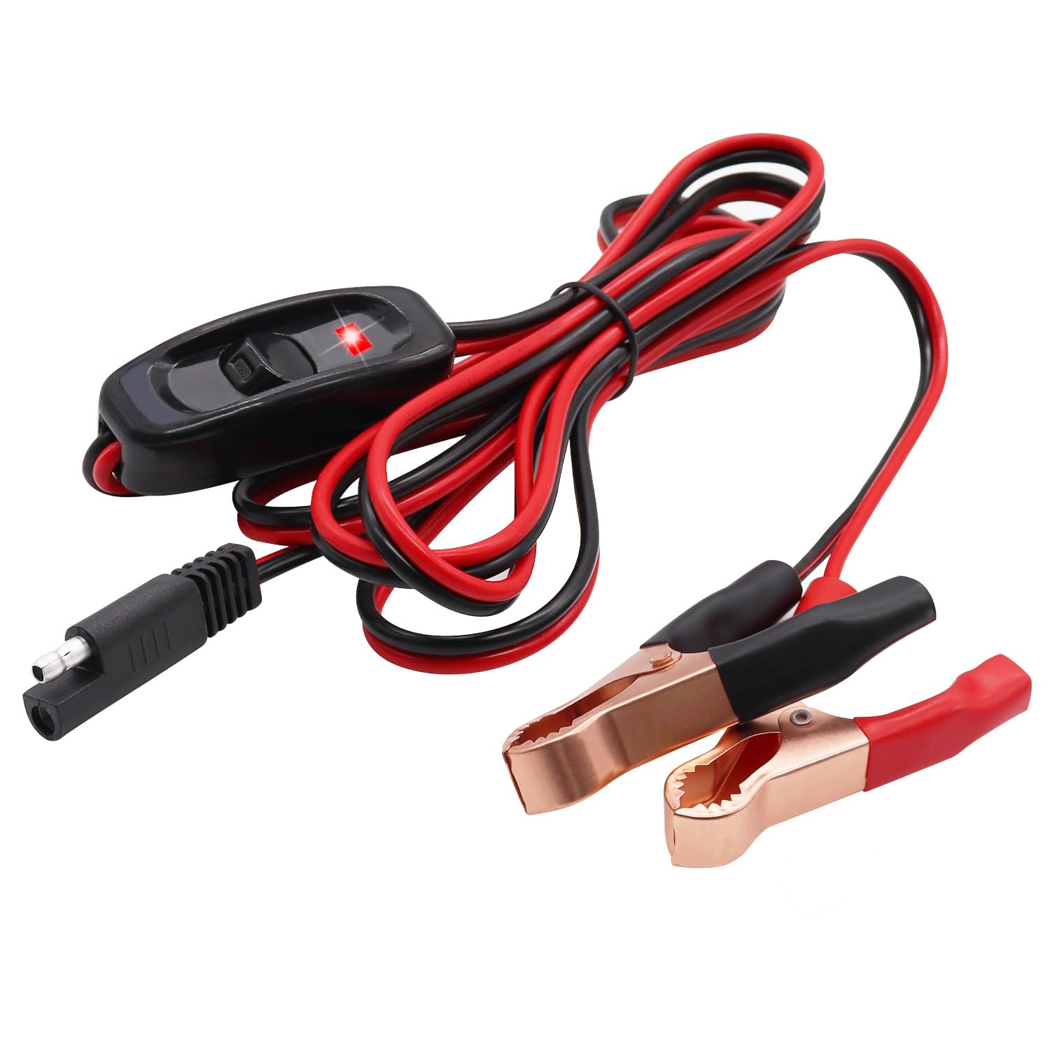 mxuteuk 8FT SAE 16AWG Wire Harness with On/Off Switch Gold Alligator Clips,12V Sprayer Parts Switch Wire Harness with Lamp,for Sprayers,Tractors,ATV,UTV,and Other Battery Power Supplie