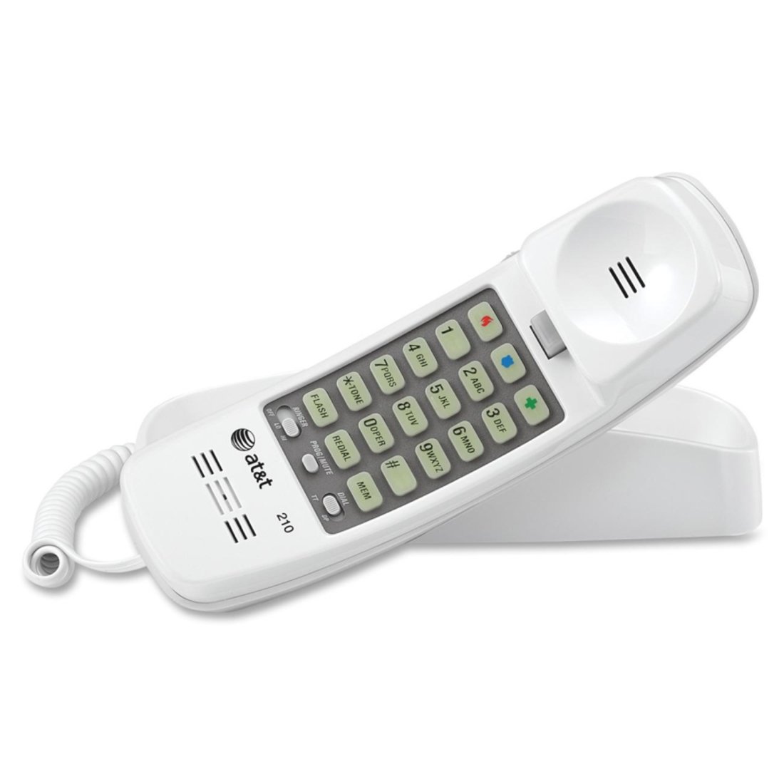 AT&T ML210W Corded Trimline Phone with Lighted Keypad (White)