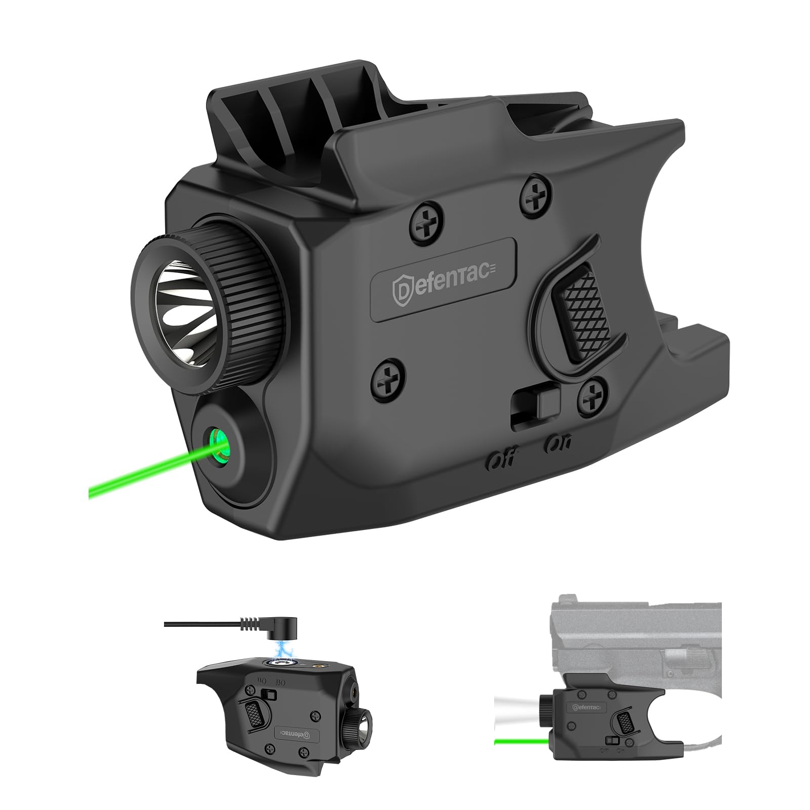 DEFENTAC 350 Lumens Pistol Light Green Laser Combo with Strobe/Momentary