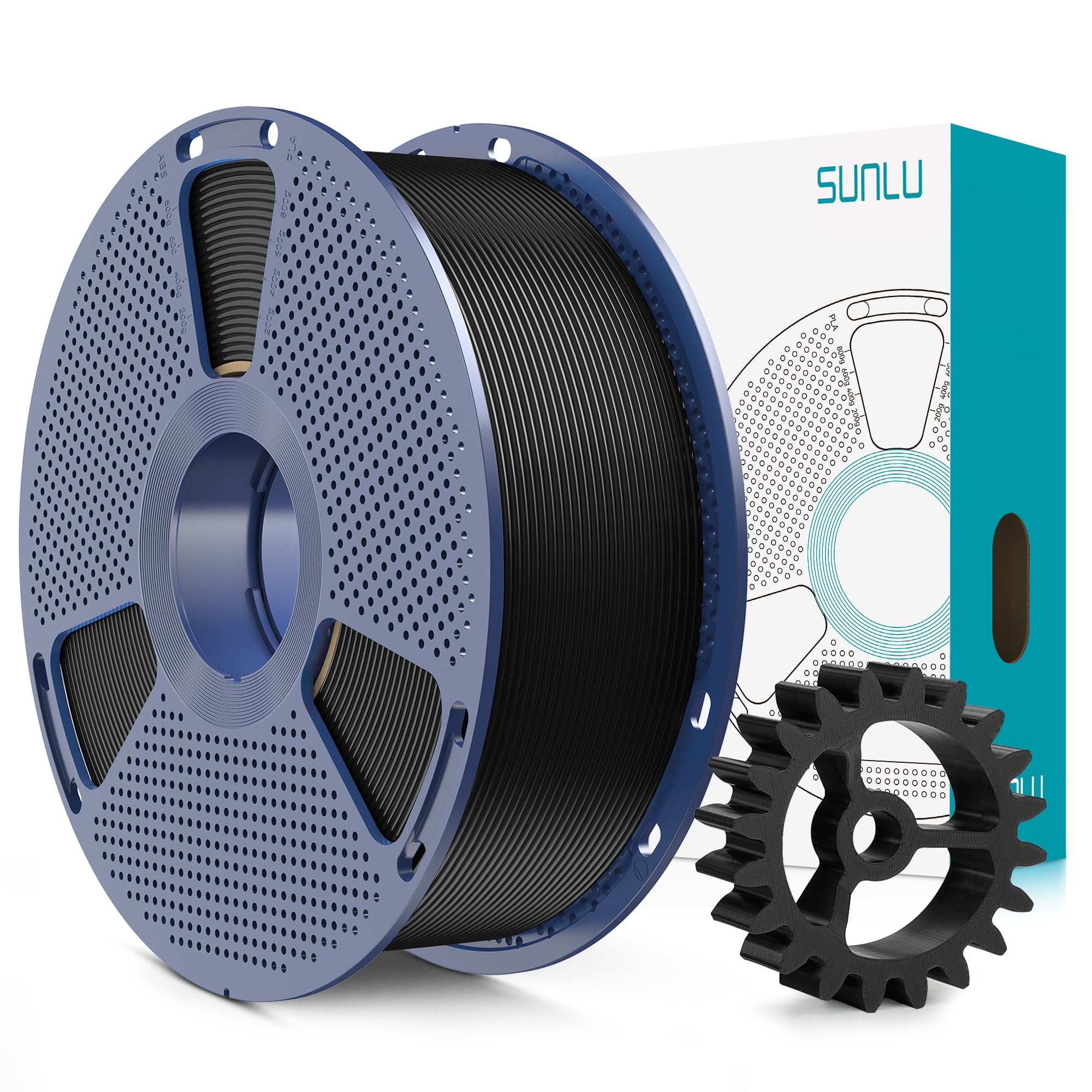 SUNLU PLA+2.0 3D Printer Filament, Black, 1KG