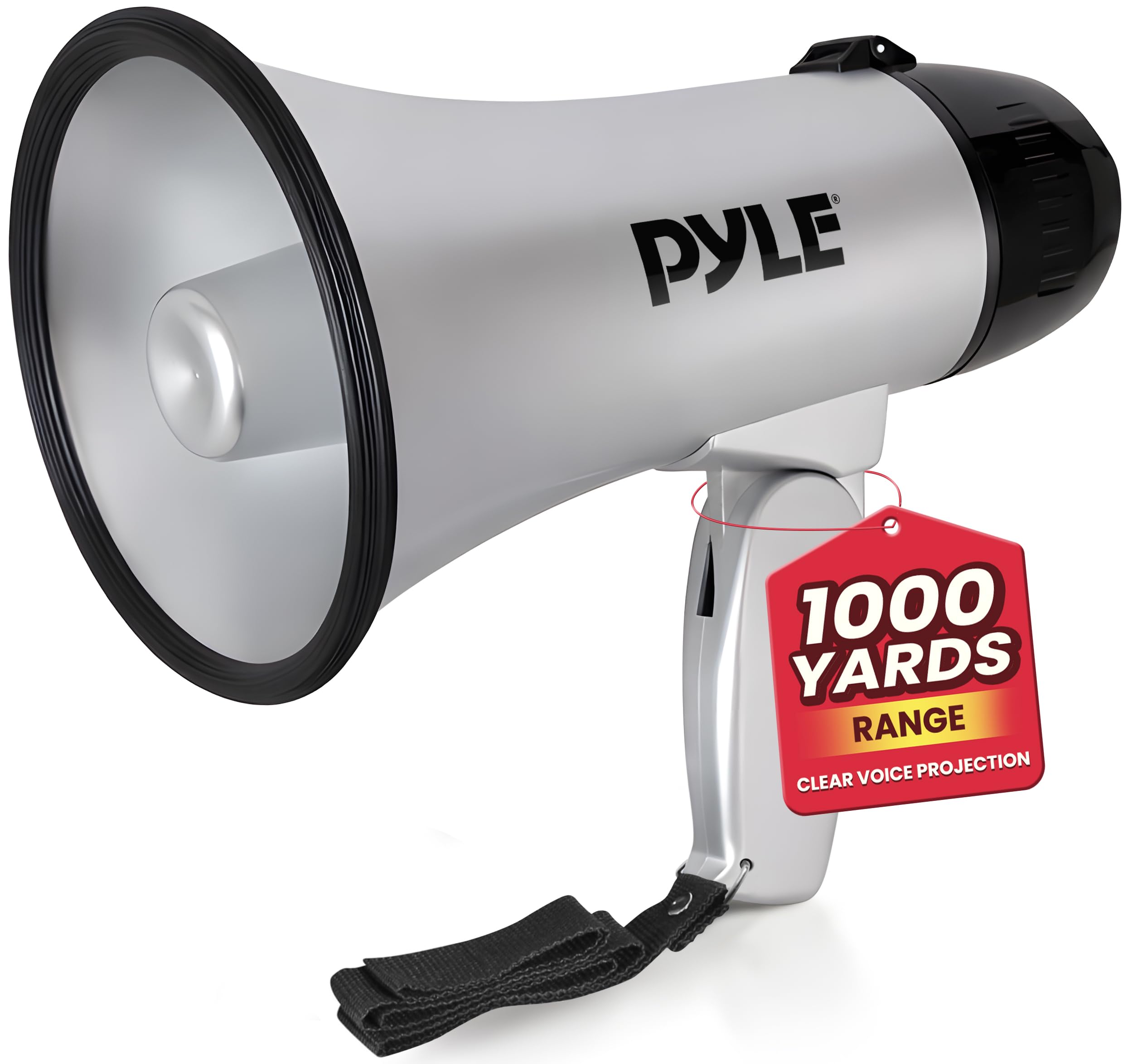 Pyle PMP23SL Compact Megaphone Speaker with Siren Alarm Mode (Silver)