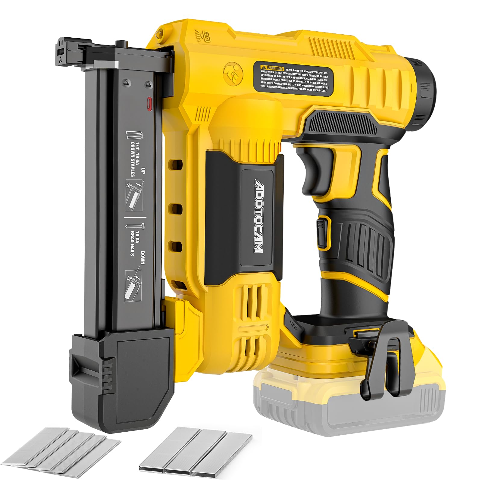 ADOTOCAM Cordless Brad Nailer for Dewalt 20V Battery (Tool Only), 2 in 1 Cordless Nail Gun with 1000 Nails and 500 Staples, Nail Gun Battery Powered for Home Improvement & Woodworking