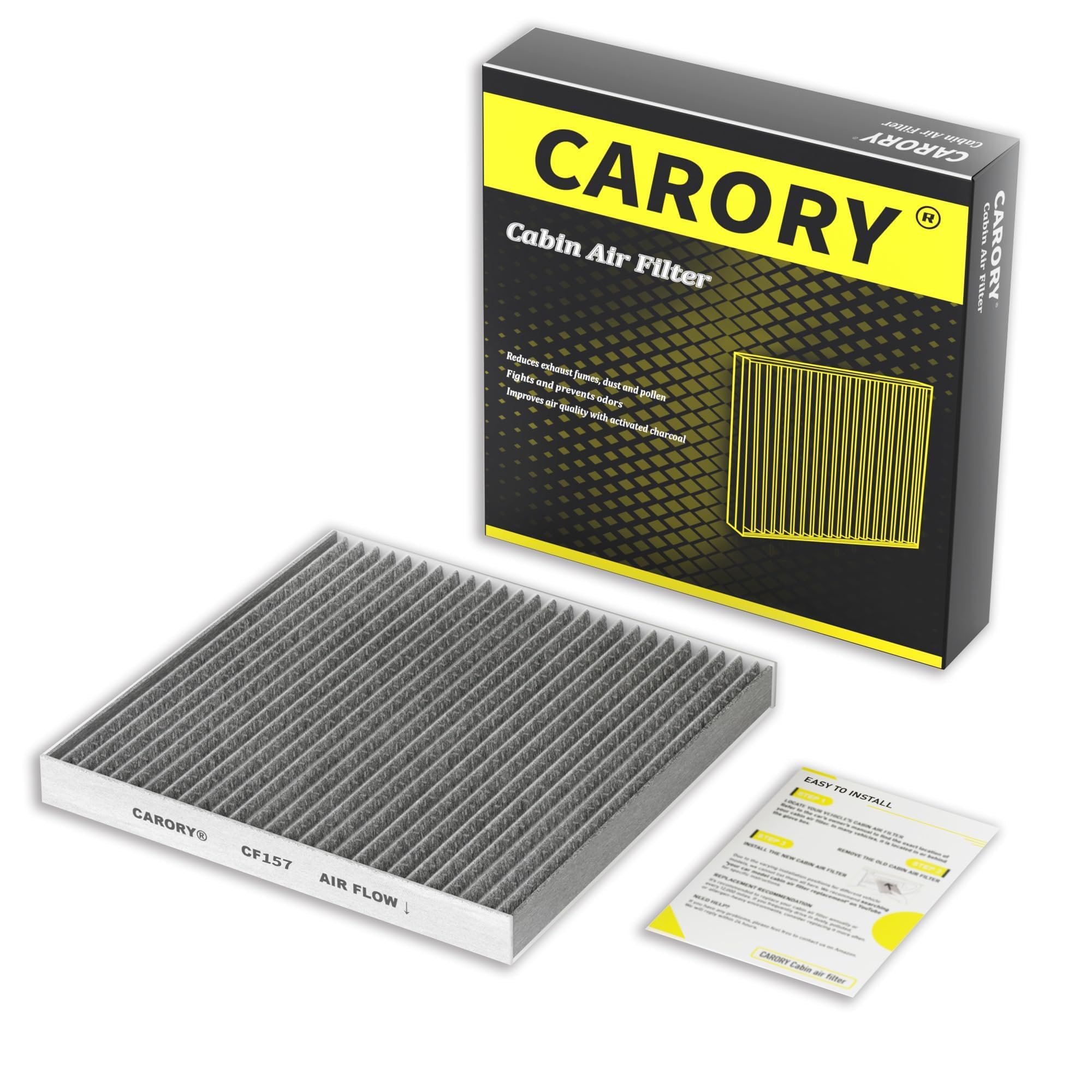 CARORY Cabin Air Filter w/Activated Carbon for Toyota Camry, Corolla, RAV4, Prius, Highlander, Sienna, Venza, Crown, Lexus ES350, ES300h, NX250, RX350, RX450, Subaru Outback, Mazda CX9 and More, CF157