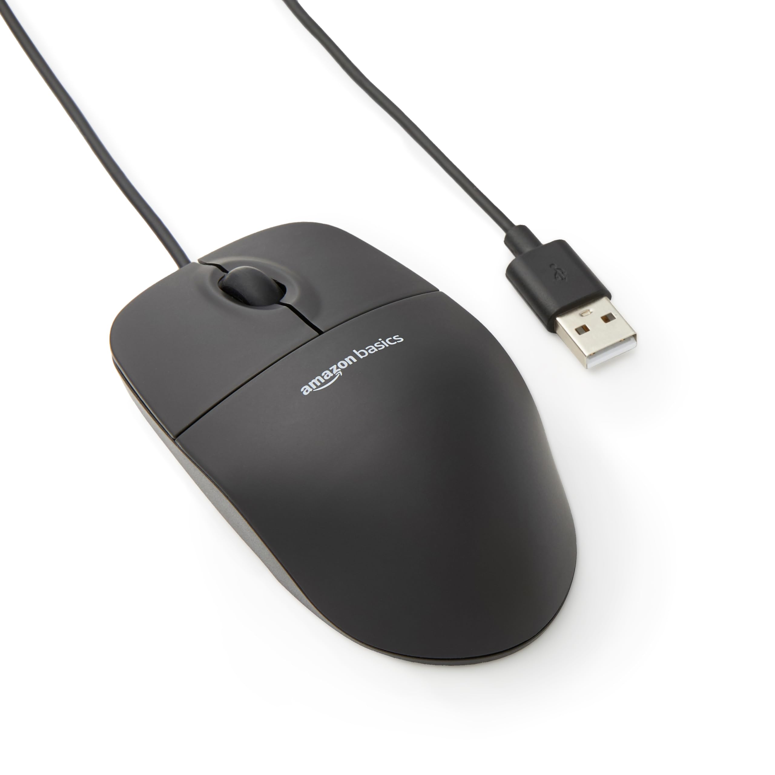 Amazon Basics 3-Button USB Wired Mouse with Responsive Tracking, Plug & Play, Compatible with Windows and Mac, Black