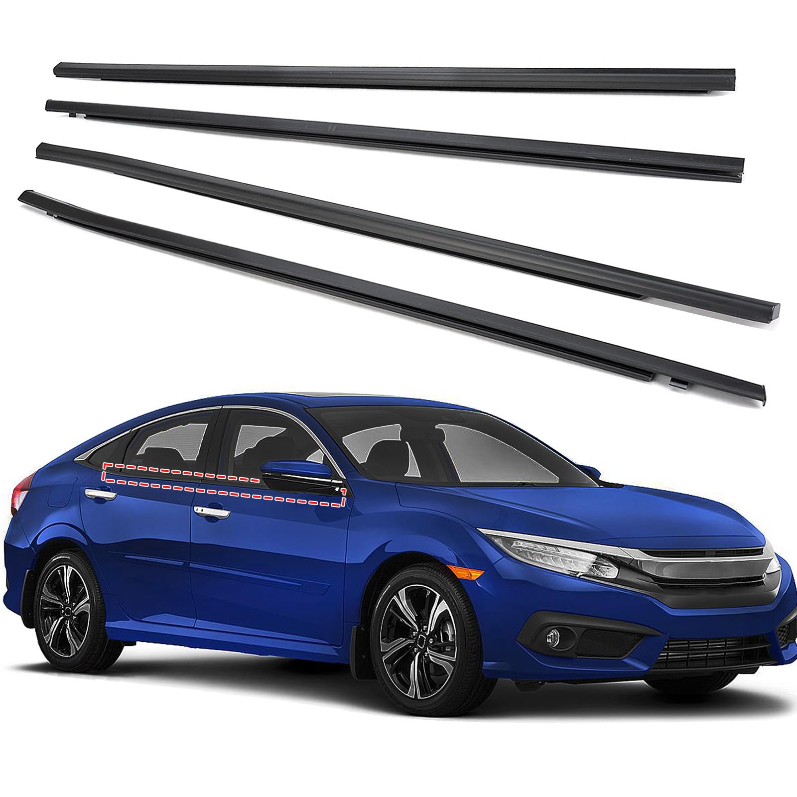 ItranMc Window Weatherstrip Trim for 2016-2021 Honda Civic 4-Door Sedan