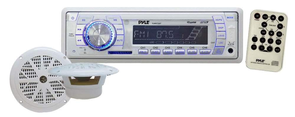 Pyle PLMRKT33WT Marine Mechless AM/FM Stereo USB/SD w/ 6.5" Speakers