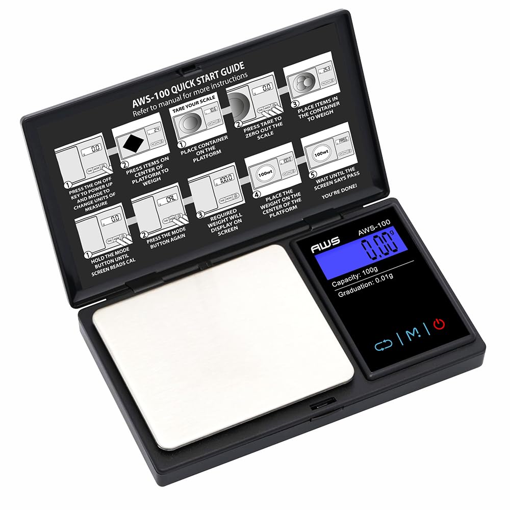 AWS AWS100CAL AWS-100-CAL Digital Kitchen Pocket Scale Small Black