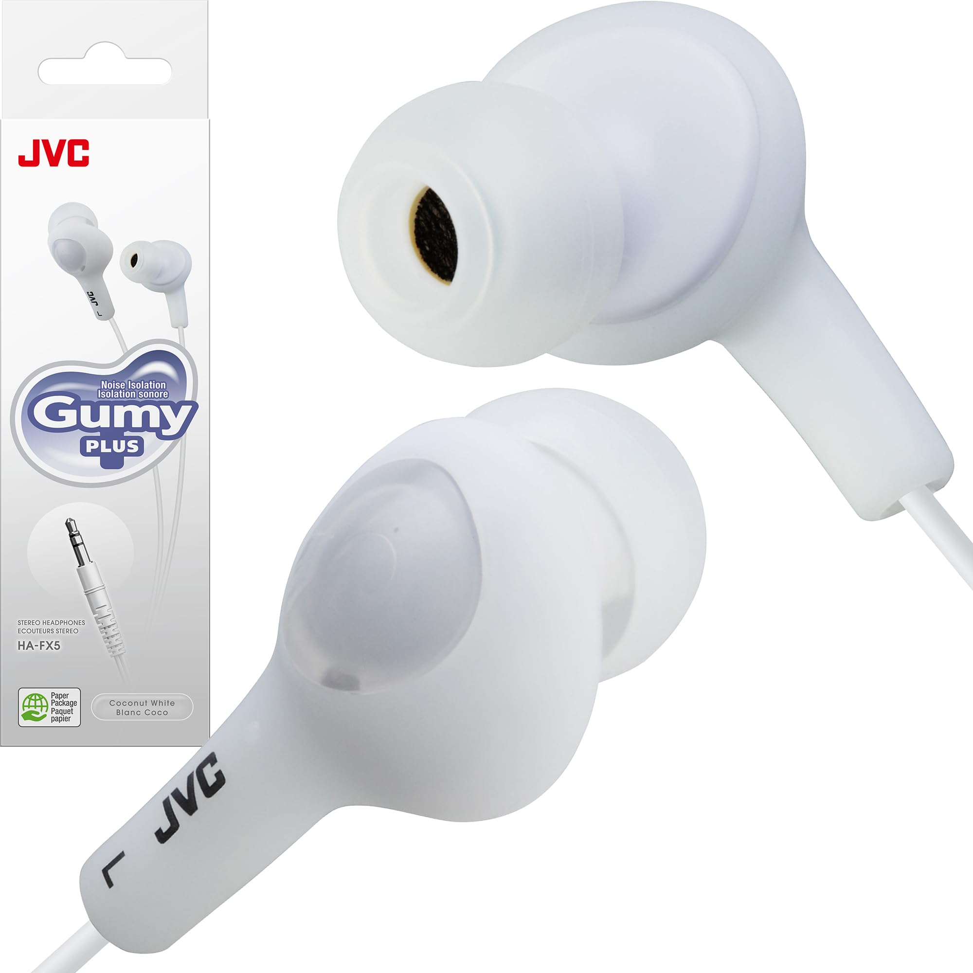 JVC HAFX5W Gumy Plus Inner-Ear Earbuds (White)