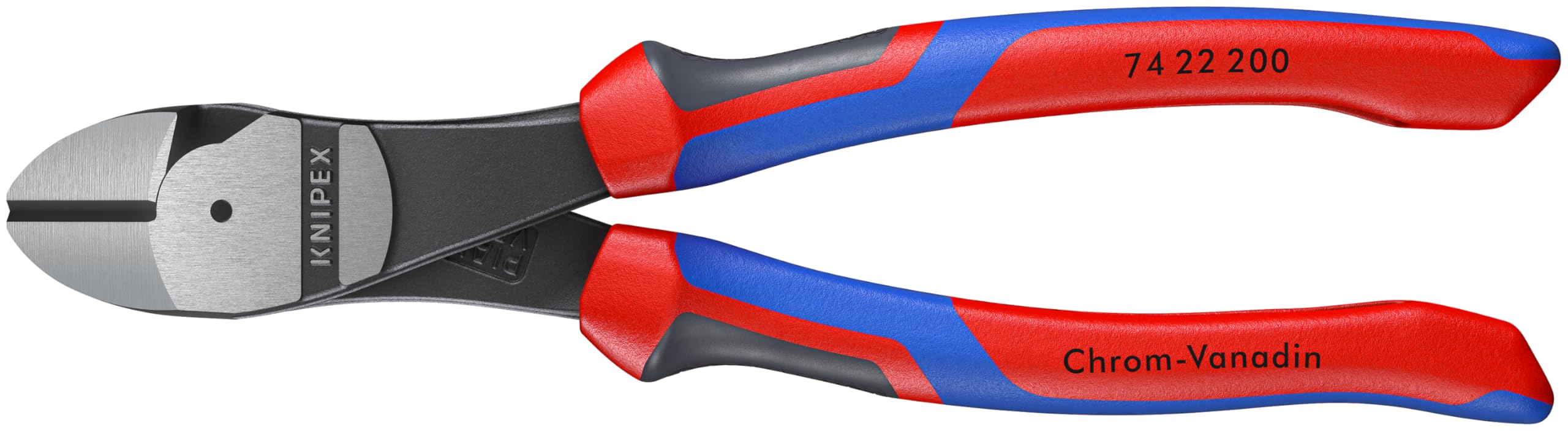 KNIPEX 74 22 200 Comfort Grip High Leverage Angled Diagonal Cutter, 8-Inch, Angled, Comfort Grip