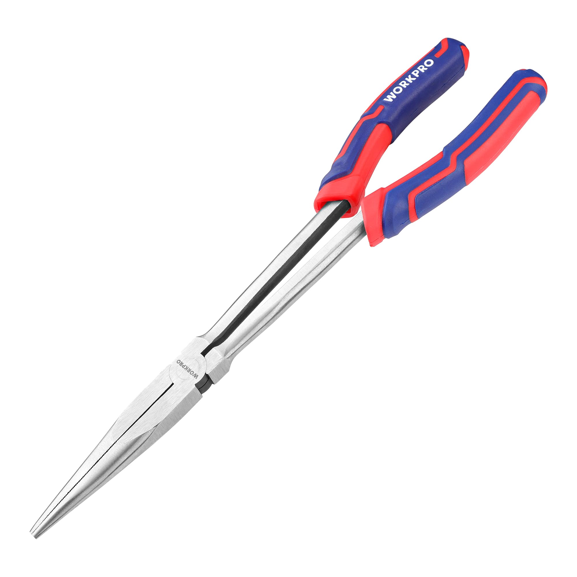 WORKPRO Premium 11” Extra Long Needle Nose Pliers, Paper Clamp Precision, Heavy-Duty CRV Steel, Soft Grip