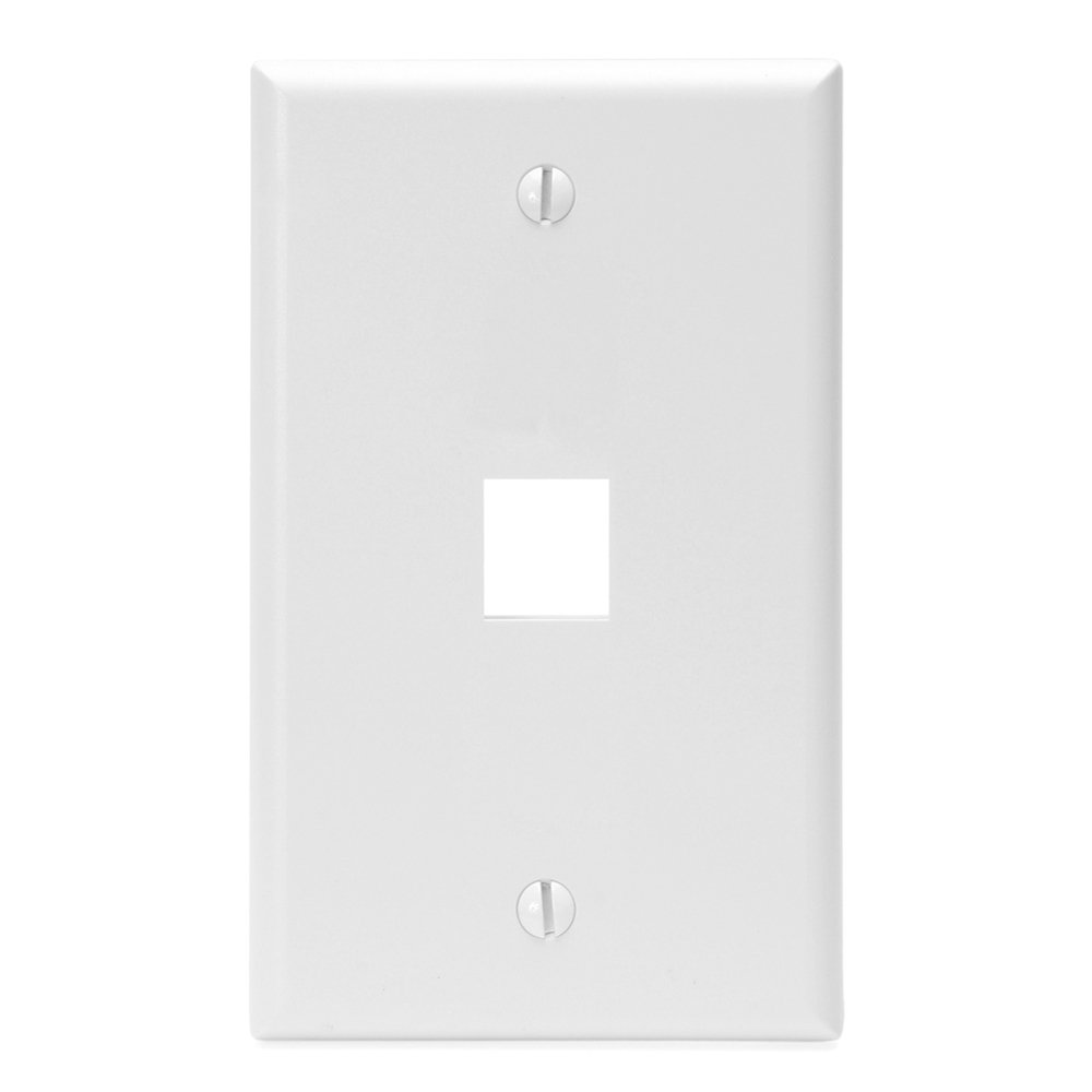 Leviton QuickPort Wallplate, Single Gang, 1-Port, 41080-1WP, White
