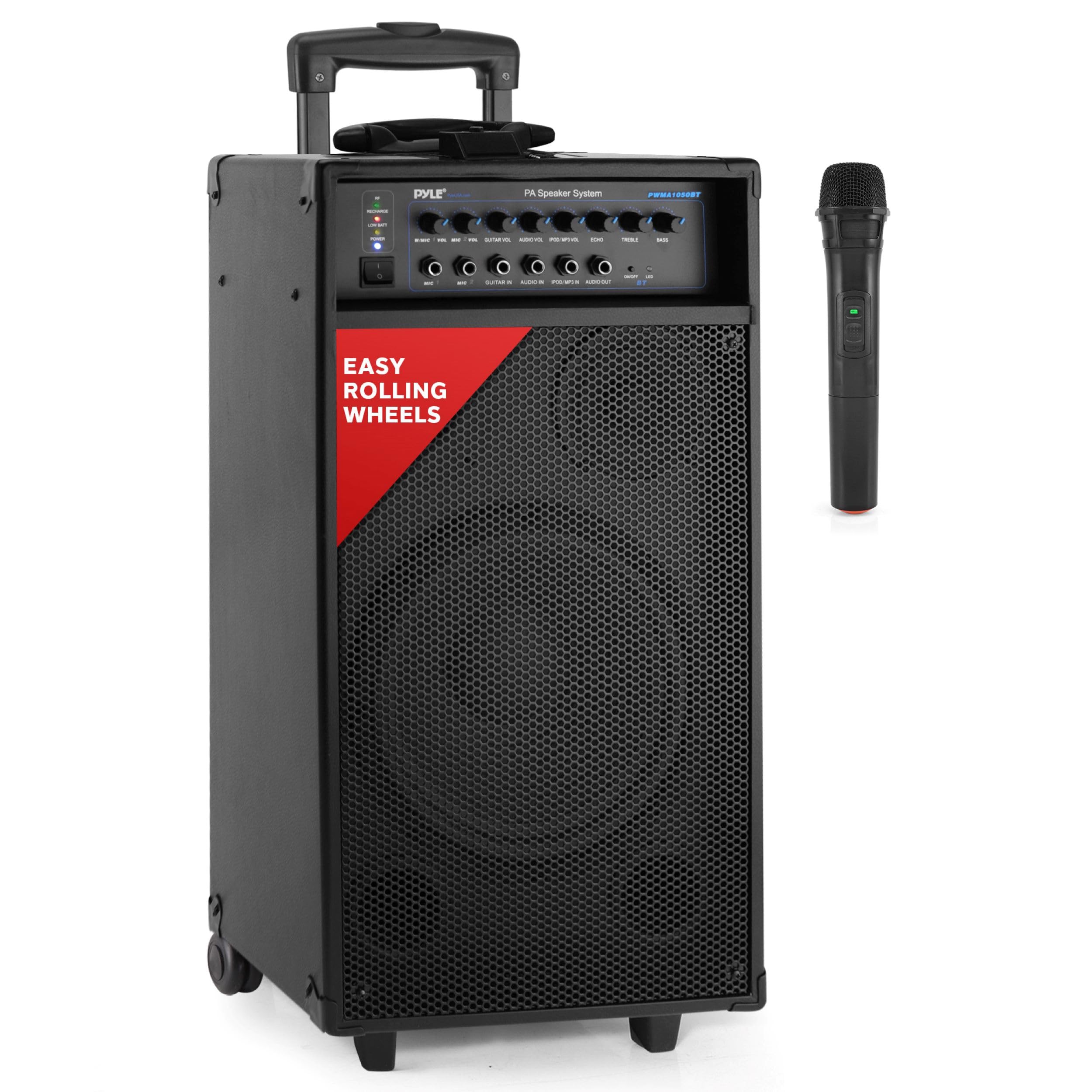 Pyle PWMA1050BT 800 Watt VHF Wireless Battery BT PA System W/Echo/Ipod/MP3 Input