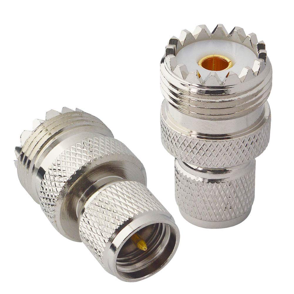 UHF Adapters Mini UHF Male to UHF Female SO239 for PL-259, 2 Pack