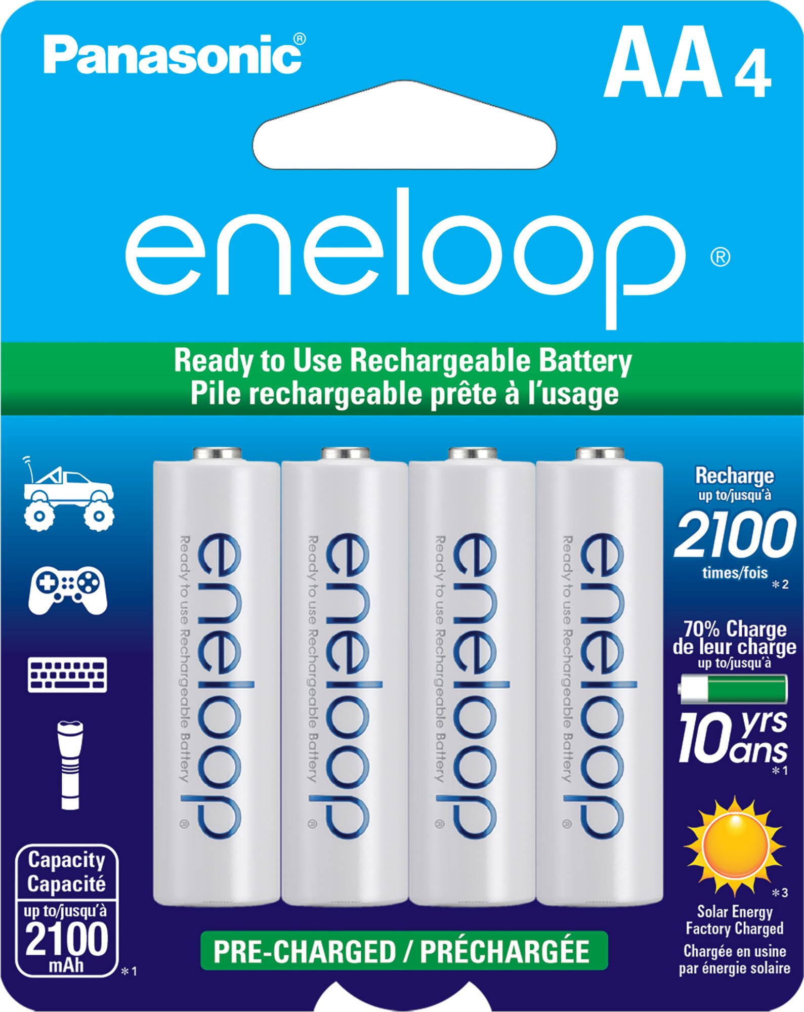Panasonic BK-3MCCA4BA eneloop Rechargeable Batteries (AA; 4 pk)
