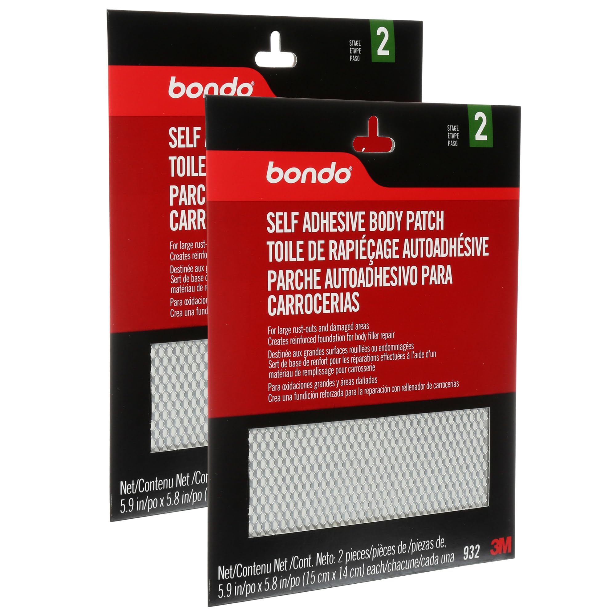 Bondo Self-Adhesive Body Patch, for Large Rust-Outs and Damaged Areas, 5.9 in x 5.8 in, 2 Patches Per Pack, 2-Pack (4 Patches Total)