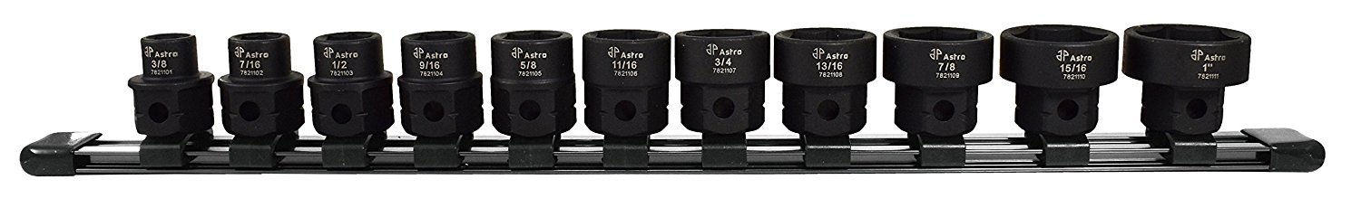 Astro Tool 78211 SAE 1/2In Drive Low Profile Nano Impact Sockets 11 Piece
