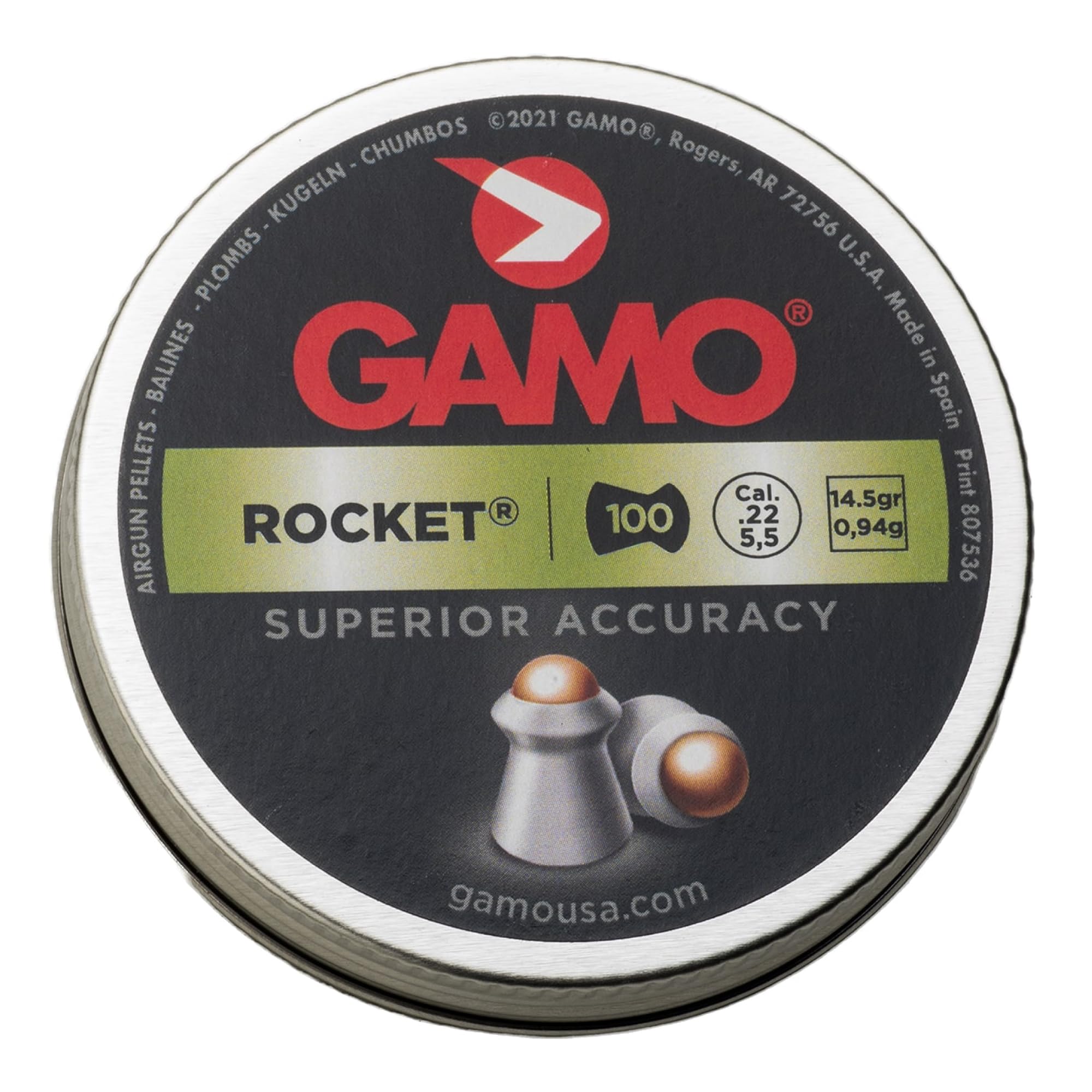 Gamo Rocket Ballistic Tip Pellets- .177 .22 - .22 Cal - 14.3 Grains