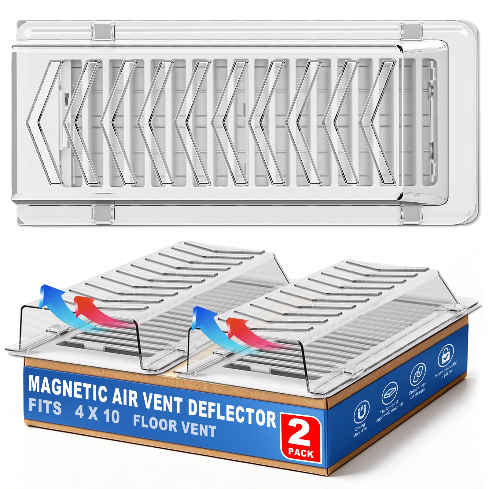 Super Magnetic Vent Deflector, Sideways Air & Heat Deflectors 2 Pack
