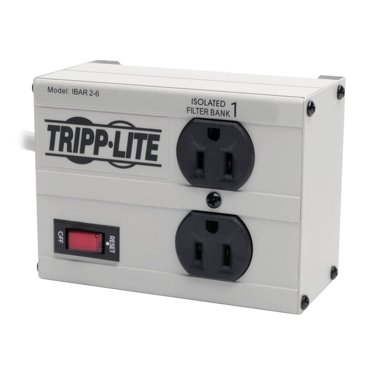 Tripp Lite ISOBAR2-6 Isobar 2 Outlet Heavy Duty Power Strip Surge Protector, 1410 Joules, 6ft Cord, Flat Plug, Metal Power Strip, Industrial Garage Work Shop Bench, Under Desk and Wall Mountable