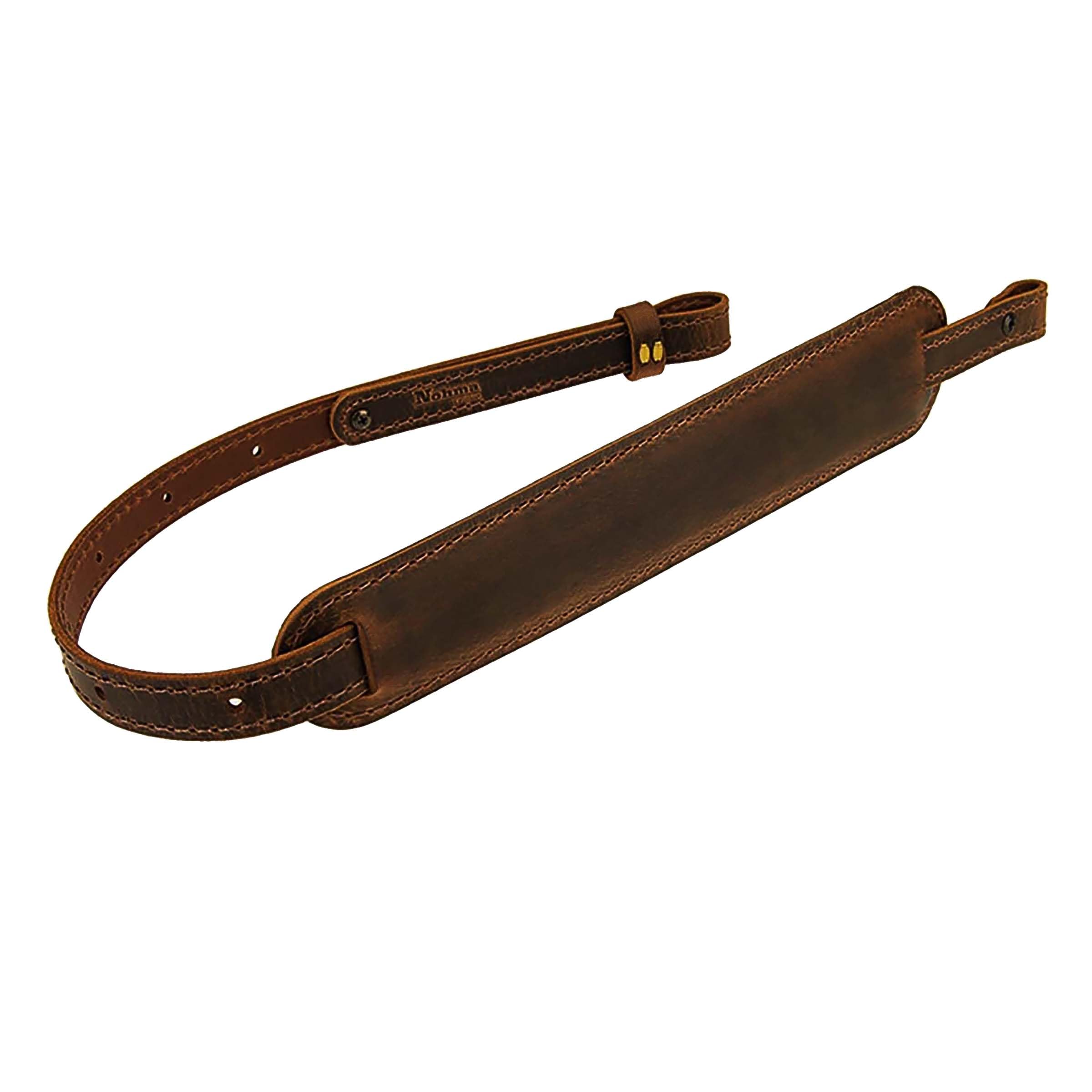 BF500 Buffalo Leather Padded Rifle Gun Sling, Crazy Horse/Brown Stitched, Black, Amish Handmade (Crazy Horse/Brown)