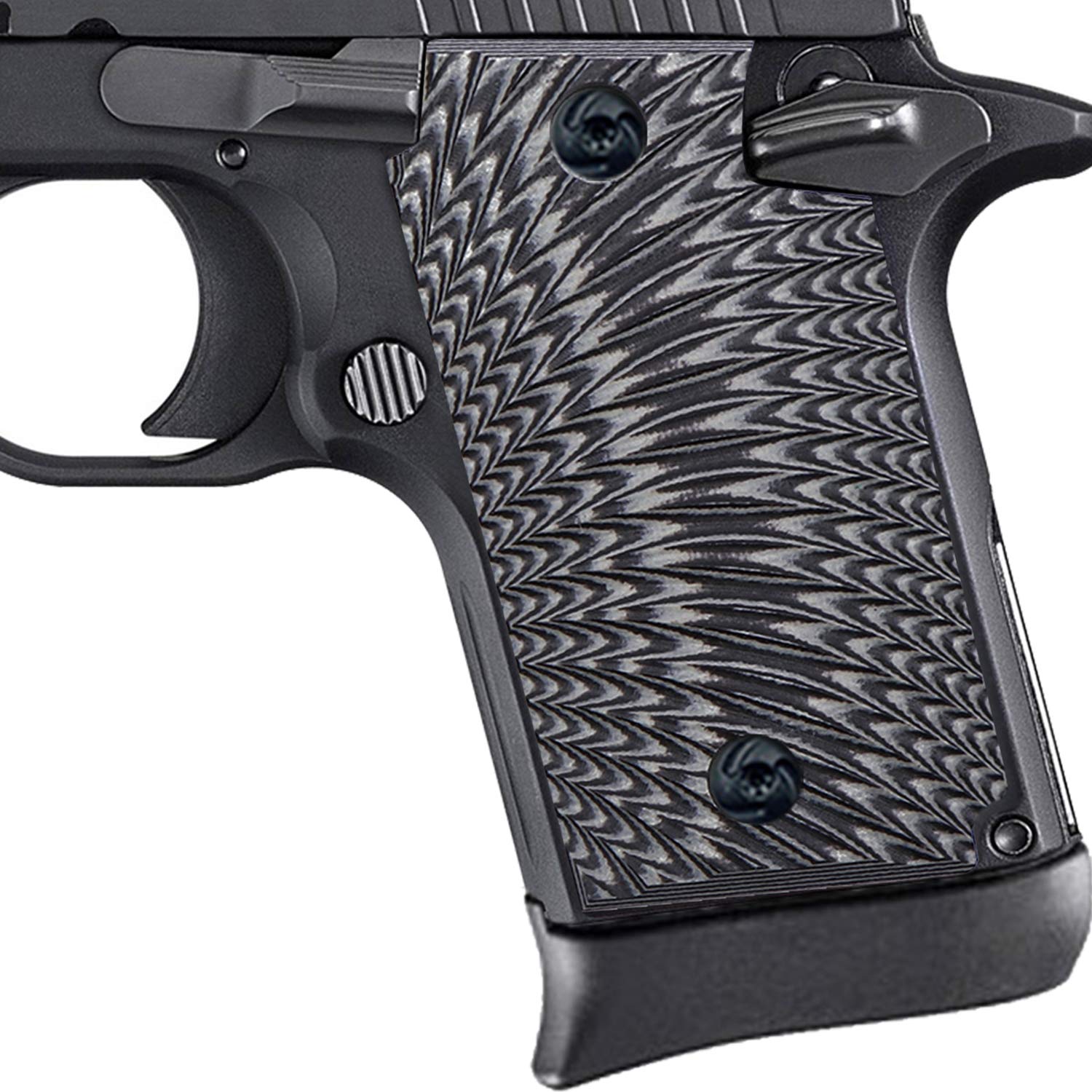 Guuun G10 Grips for Sig P938 Sunburst Texture - Grey/Black