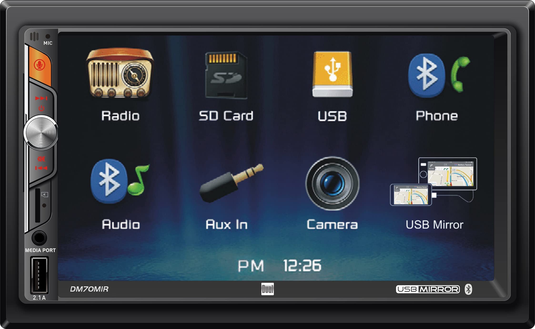 Dual DM70MIR 7" Mechless 2DIN BT Receiver USB Mirroring for Android & Apple