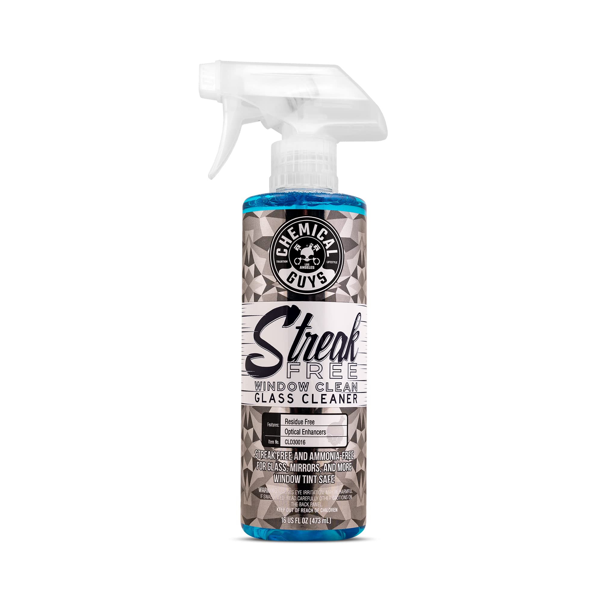 Chemical Guys Streak Free Glass and Window Cleaner - Works on Glass, Windows, Mirrors, and Screens, Ammonia-Free and Safe on Tinted Windows, for Cars, Trucks, SUVs, and Home Use - 16 oz