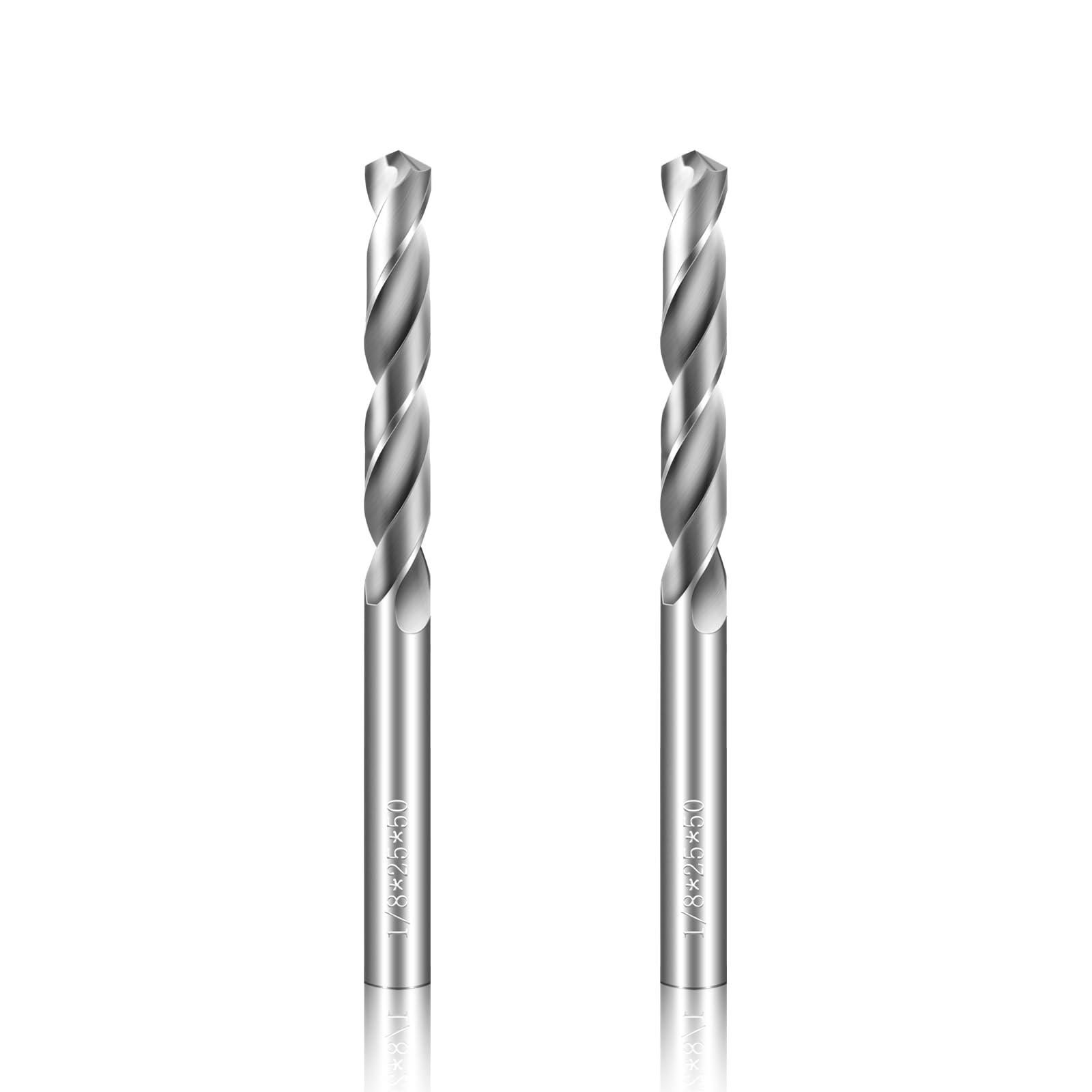1/8" Drill Bits Solid Carbide Drill Bits, Tungsten Carbide Drill Bit Set, Metal Drill Bit Set for Stainless Steel Hardened Steel Cast Iron Alloy Copper, 2-Pieces