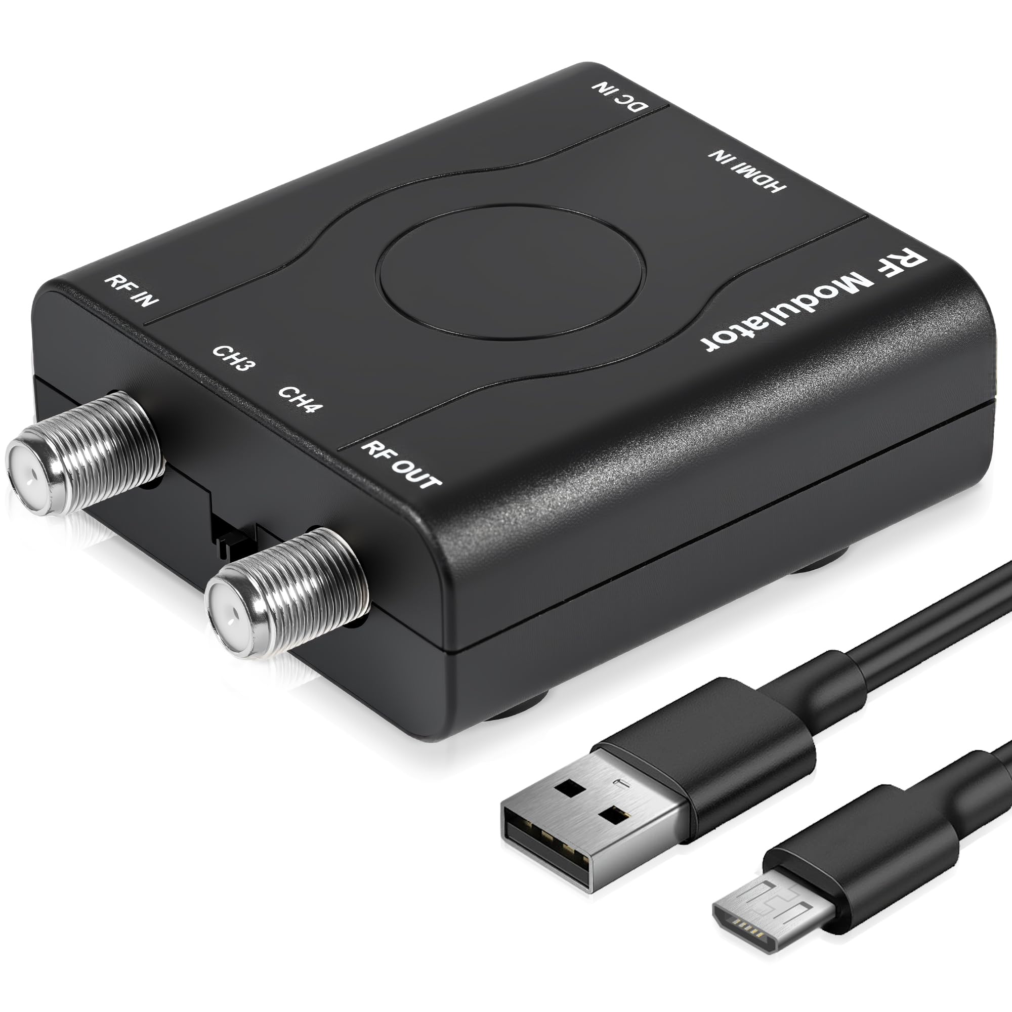 HDMI to RF Modulator, HDM61 VHF HDMI to RF Converter Adapter for TV NTSC Format Output, 1080P PLL Control for Home TV Game Console