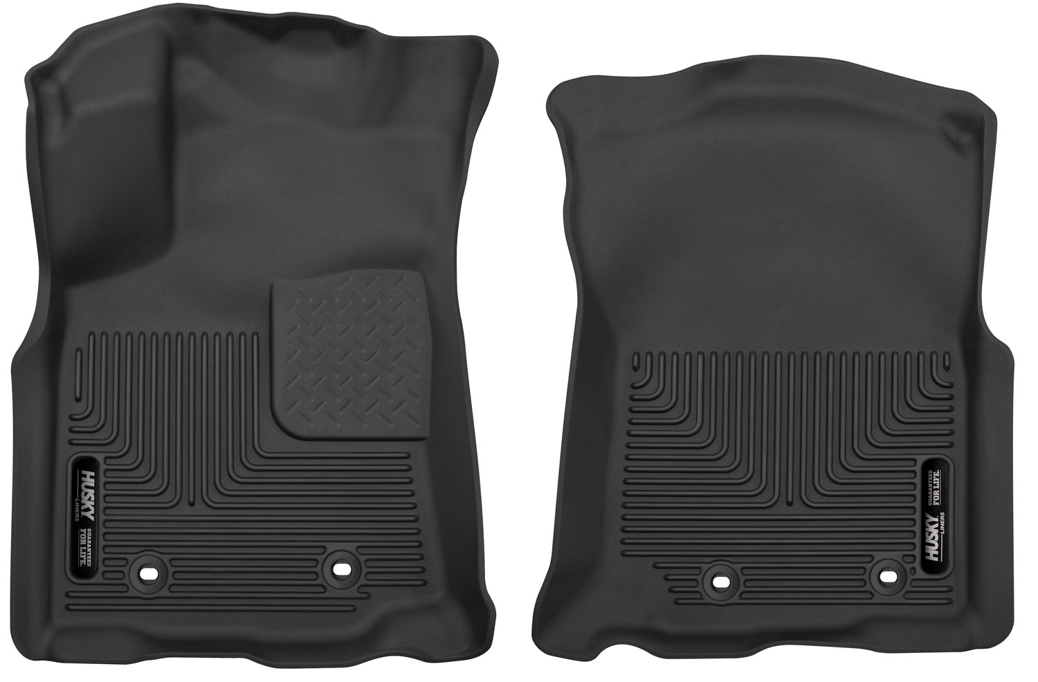 Husky Liners X-act Contour Floor Mats | Fits 2018-2023 Toyota Tacoma, Double & Access CAB ONLY w/Auto Trans | Front Row, 2-pc Black - 53751