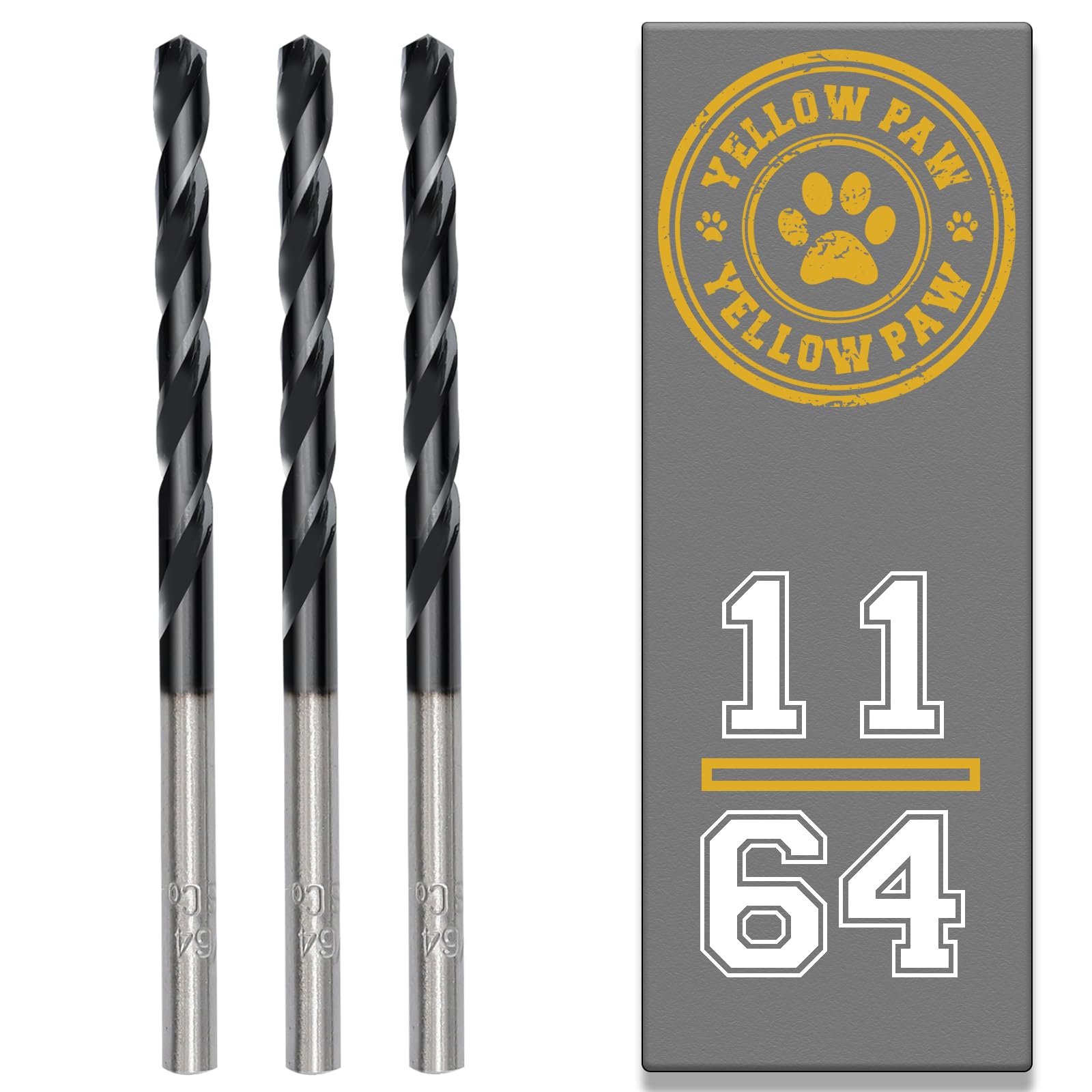 11/64 Inch Drill Bit (3 Pack) Industrial Grade M35 Cobalt Titanium Aluminum Nitrite - 11/64" Diameter & Total Length of 4" with Working Length of 2-3/4" Easily Drill Into Metal, Steel, & Aluminum