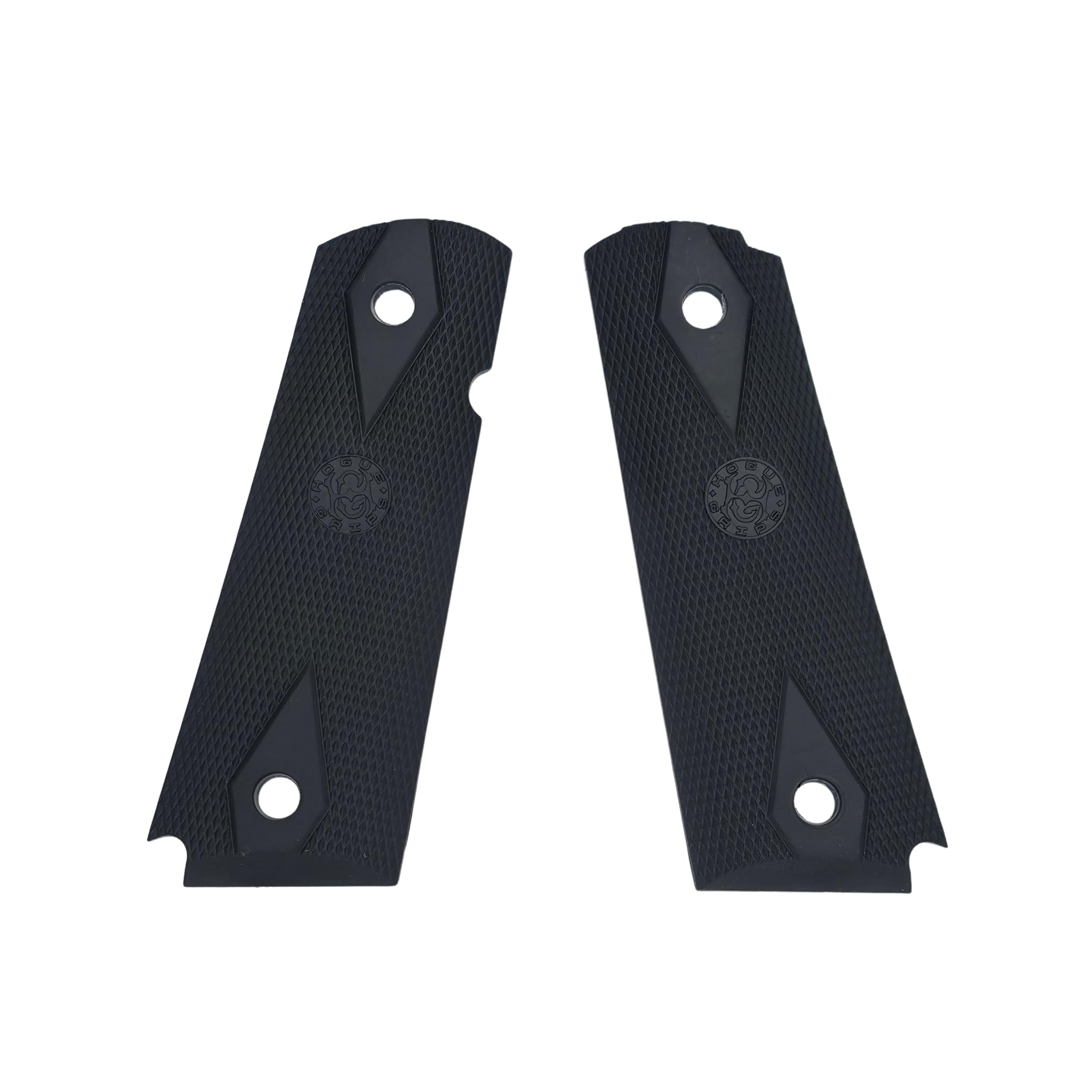Hogue 45010 Govt Model Rubber Grip Panels Checkered W Diamonds Black