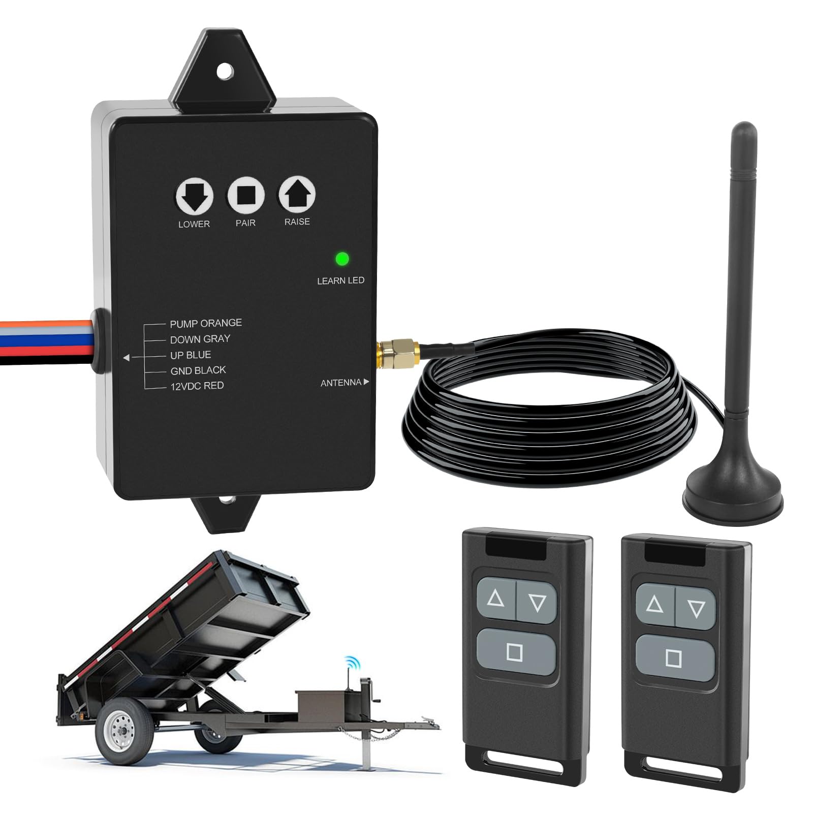 NeaLia Wireless Dump Trailer Remote Control Kit, Upgraded Dump Trailer Remote Controller 3-Wire/4-Wire, 12V Hydraulic Lift Winch Tilt Cordless Power Distribution Controller System for Hydraulic Pumps