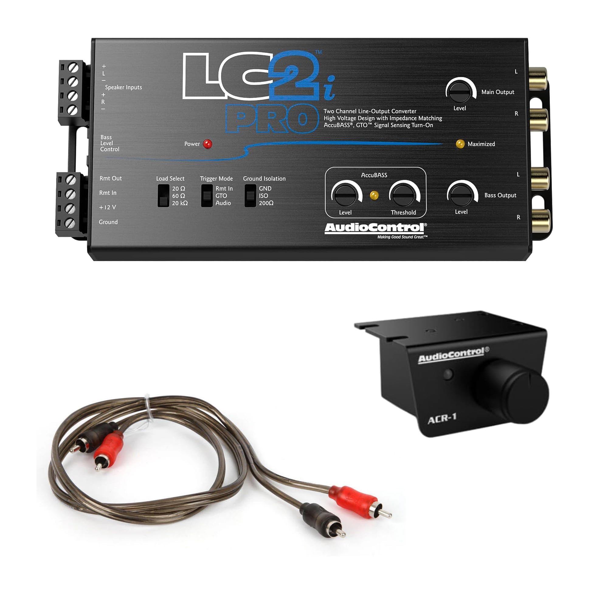 AccuBASS 2-Ch Line Out Converter Kit - LC2iPro Processor and 17ft Oxygen Free RCA Cable