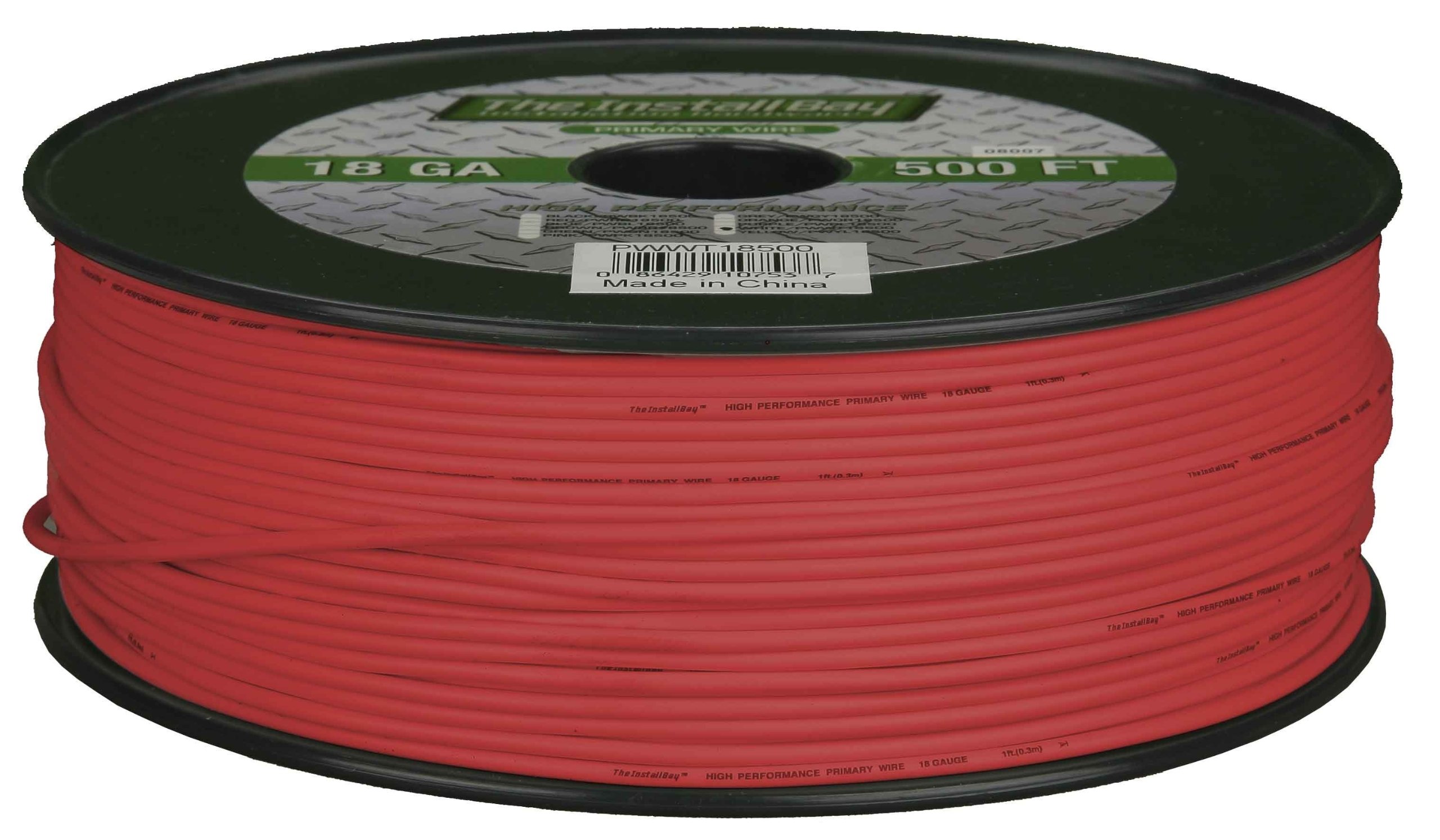 Install Bay PWRD18500 18-Gauge Primary Wire, 500ft (Red)
