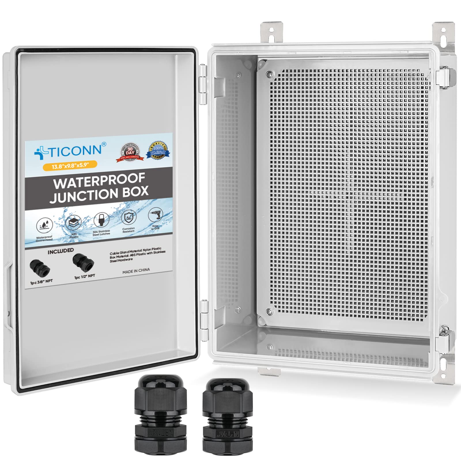 TICONN Outdoor Electrical Box Waterproof, ABS IP67 Junction Box Enclosure