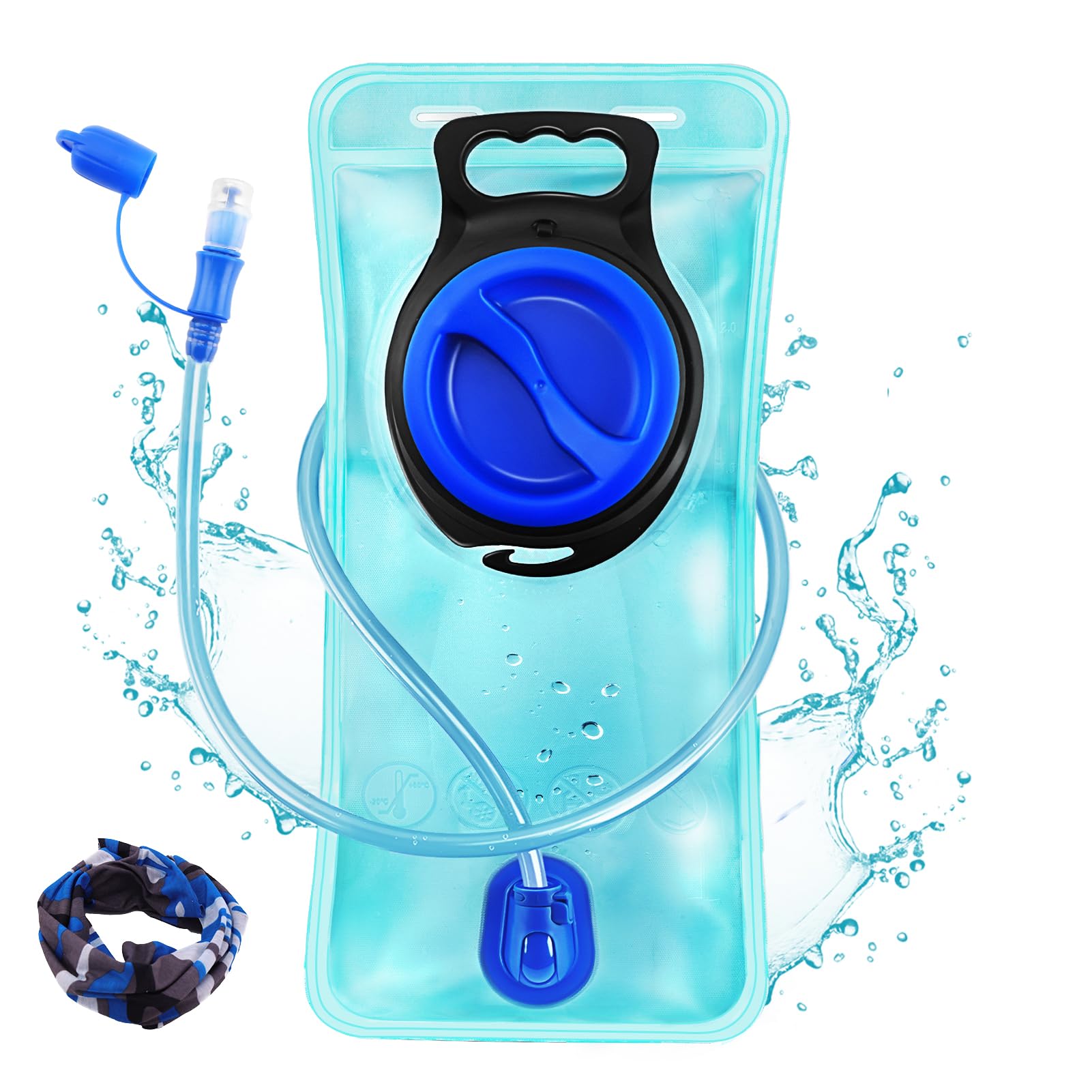 Hydration Bladder, 3L Water Bladder for Hiking Backpack Leak Proof Water Reservoir Storage, 3 Liter BPA-Free Water Pouch Hydration Pack Replacement for Biking Climbing Cycling Running, Blue