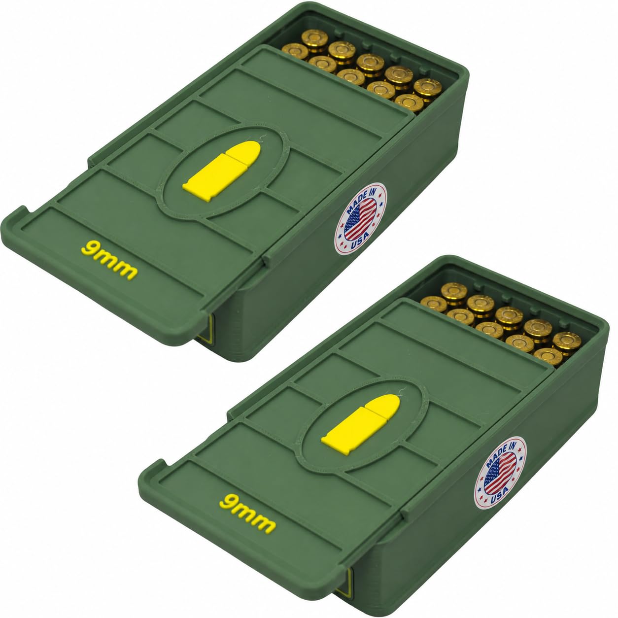 Ten Point Gear 9mm Ammo Box 50 Round (2 Pack) Stackable Ammo Storage Case Organizer for 9mm Rifle Ammunition with Secure Lid – Durable Ammo Holder Made in USA