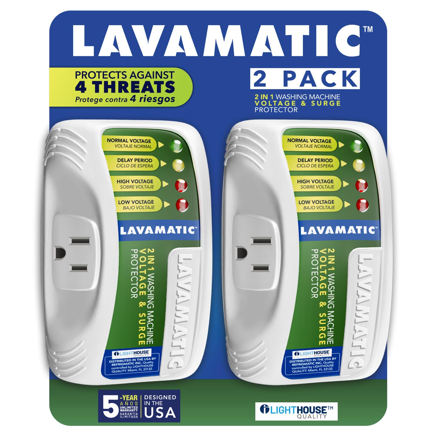 Lavamatic 2 in 1 Voltage & Surge Protector for Washing Machine (2 Pack)