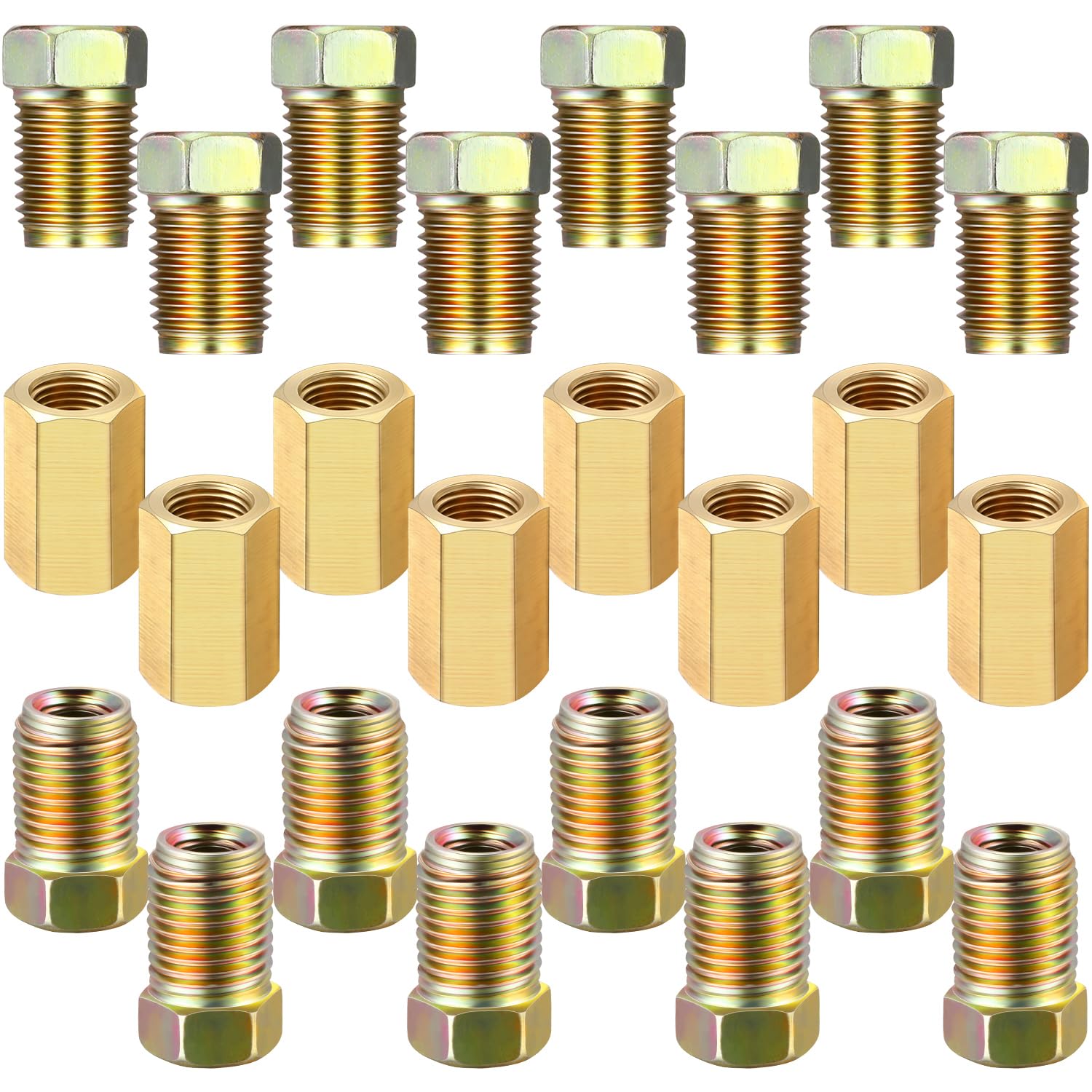 Frienda 12 Pcs 3/16 Brake Line Fitting, 3/8-24 Brass Brake Union