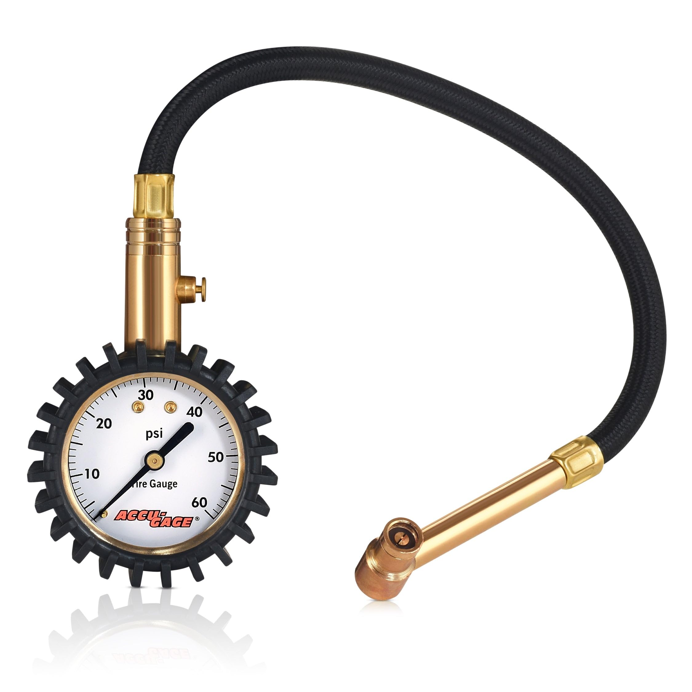 Accu-Gage RRA60X Professional Tire Pressure Gauge with Protective Rubber Guard (60 PSI)