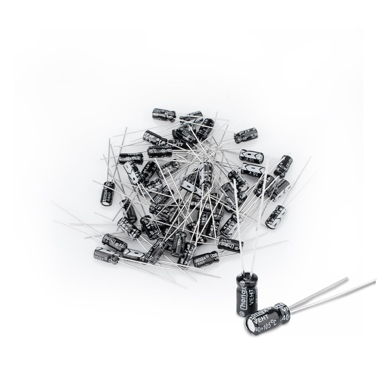 Innfeeltech 50 Pcs Electrolytic Capacitor 47uF 16V Aluminum Radial Electrolytic Capacitors