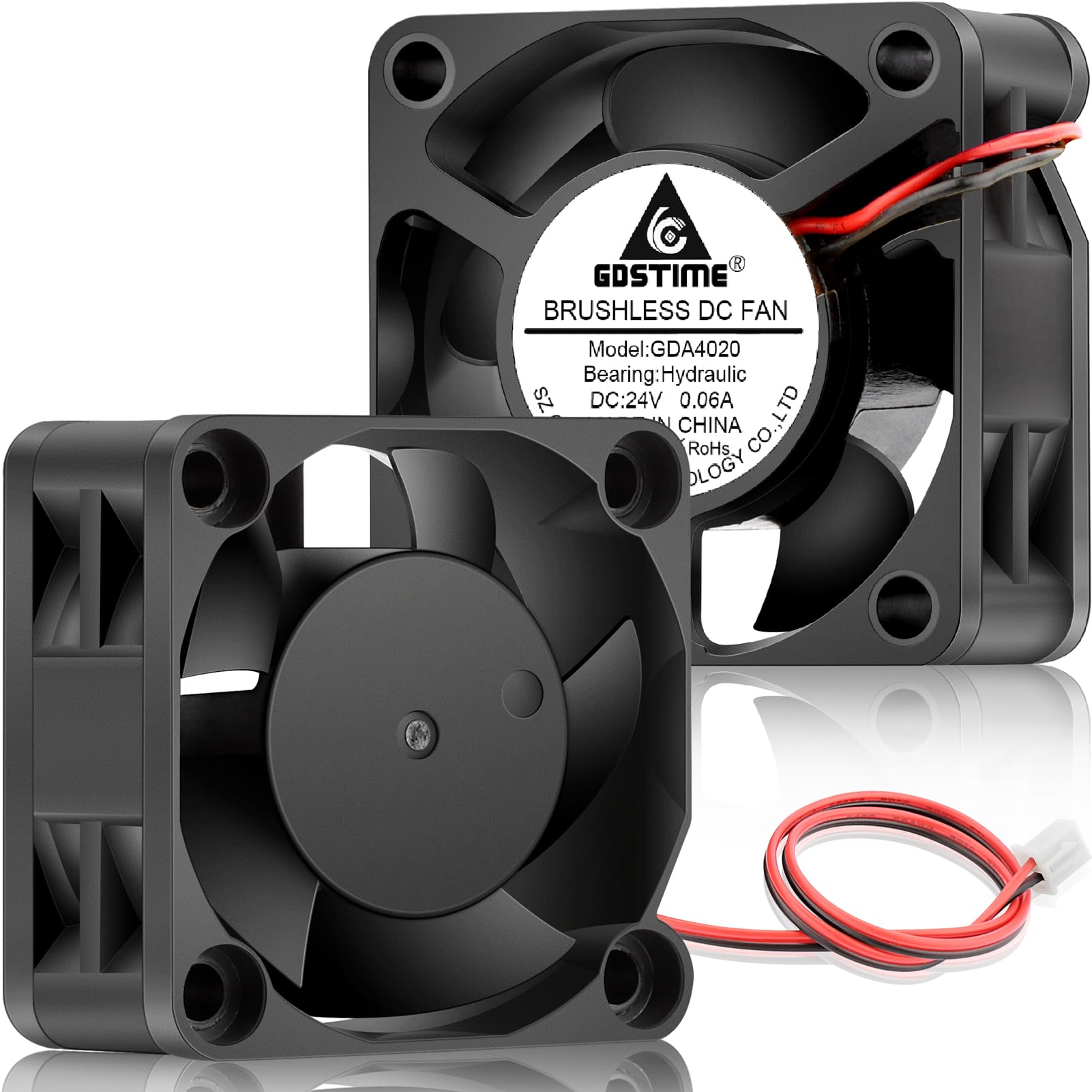 GDSTIME 40mm x 40mm x 20mm 24V DC Cooling Fan 2Pin for 3D Printer 2-Pack