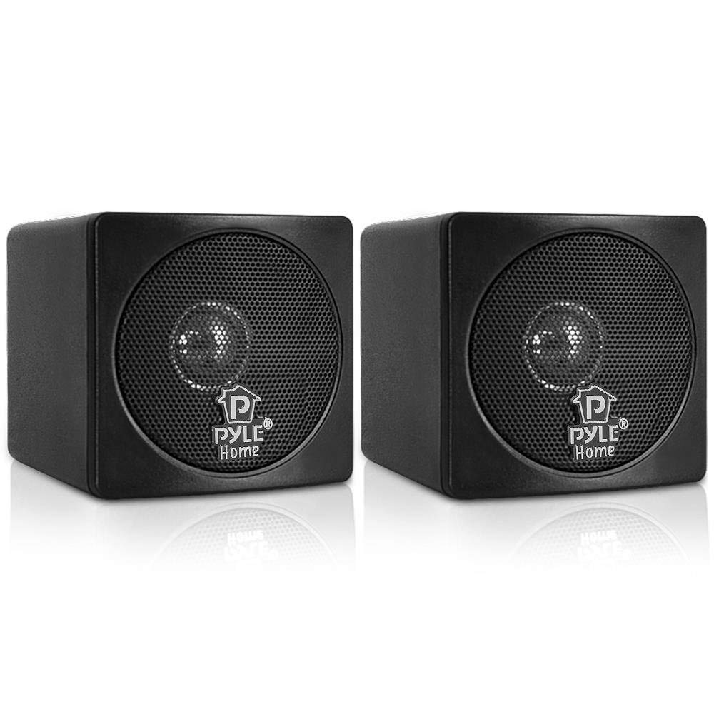 Pyle PCB3BK 3" 100 Watt Mini Cube Black Bookshelf Speaker Pair