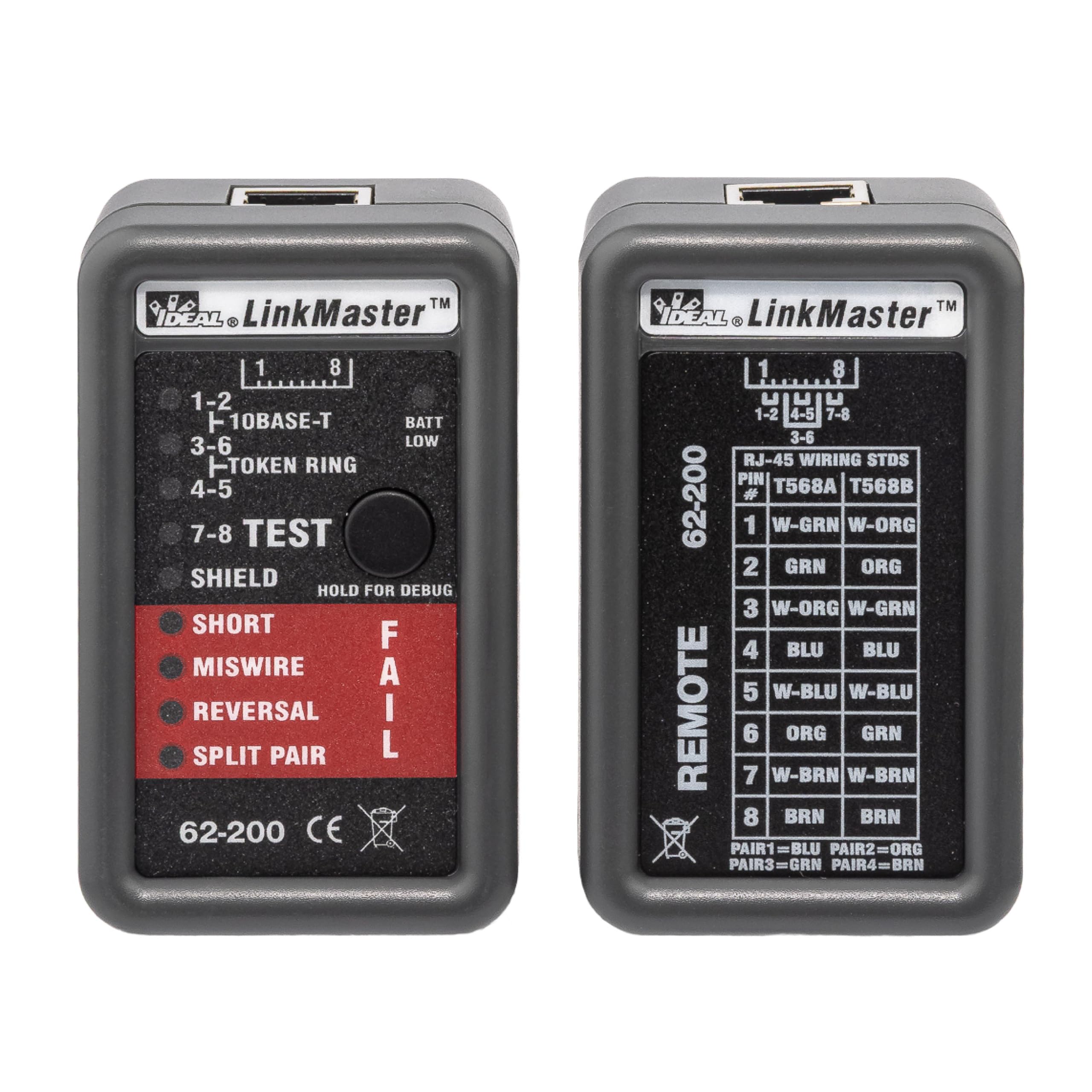 Ideal 62-200 LinkMaster RJ45 CAT5E/6 Ethernet Wiremapper Tester
